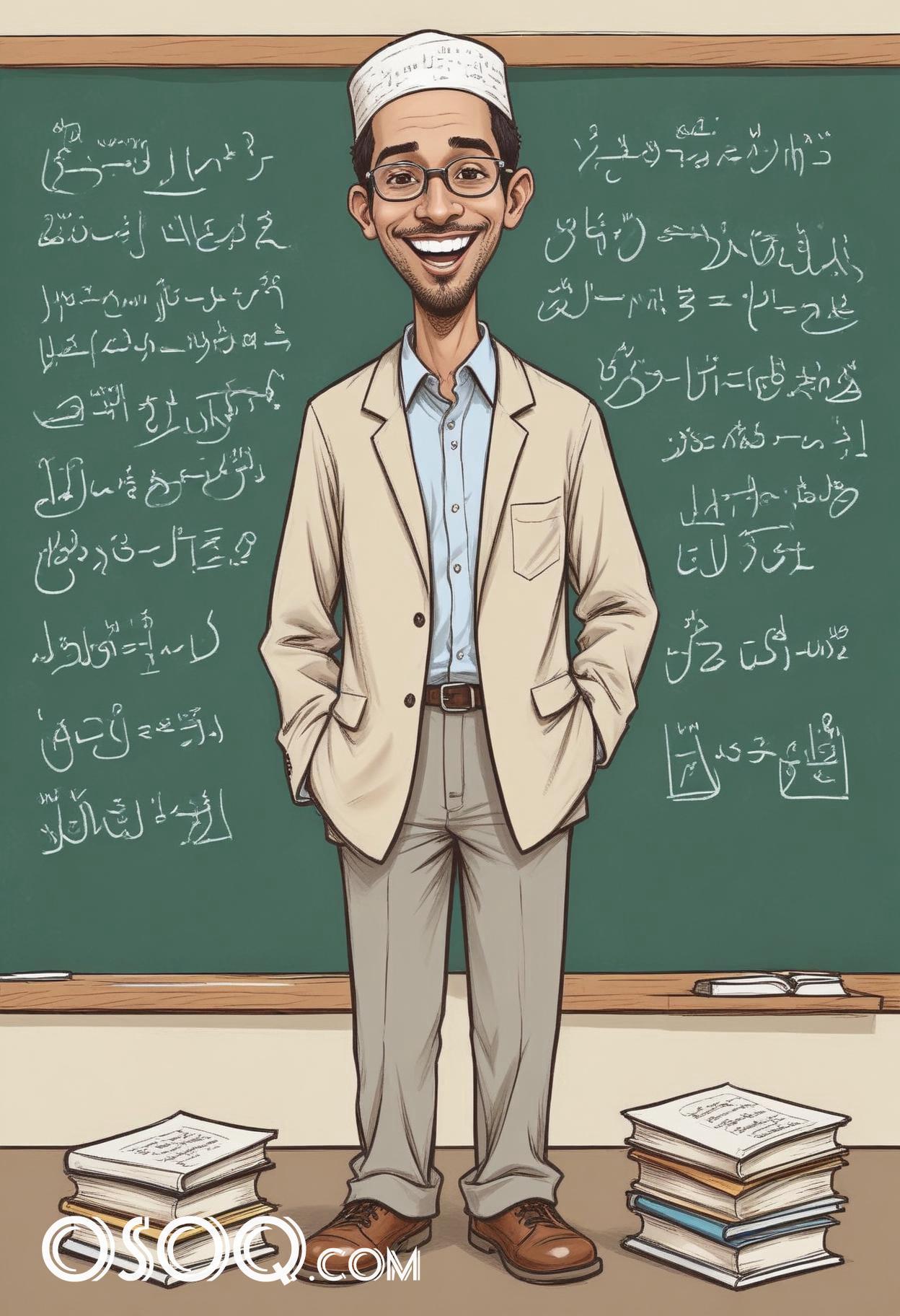 Muslim teacher cartoon drawing 15