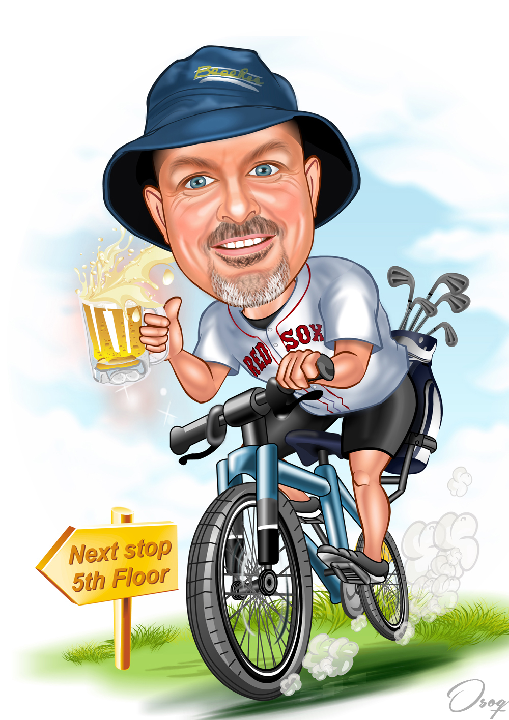 Cartoon Man Bicycle Rider