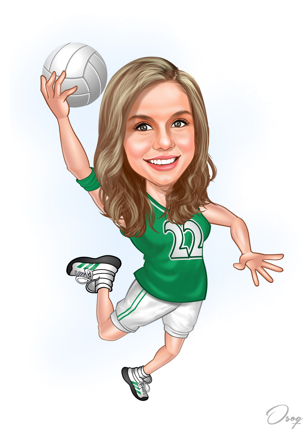 Girl Volleyball Cartoon Character