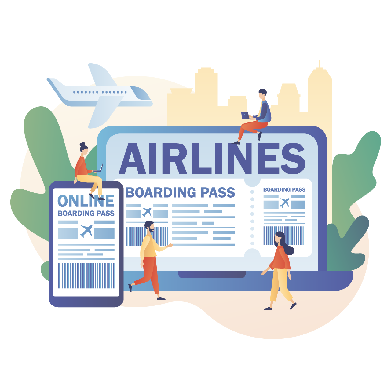 International airline airline boarding pass ticket smartphone app web site tiny people book