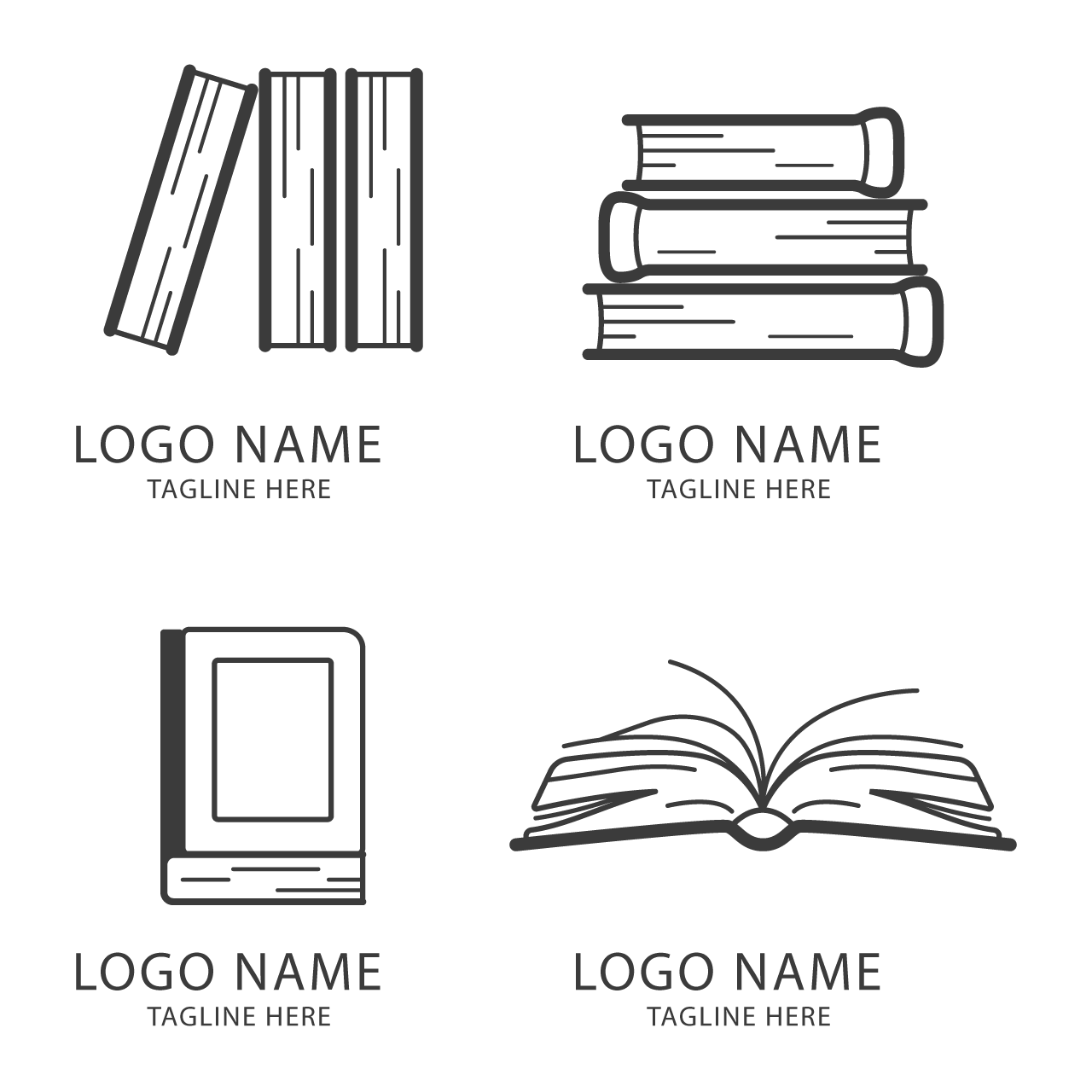 Modern book clipart logo pack transparent background png