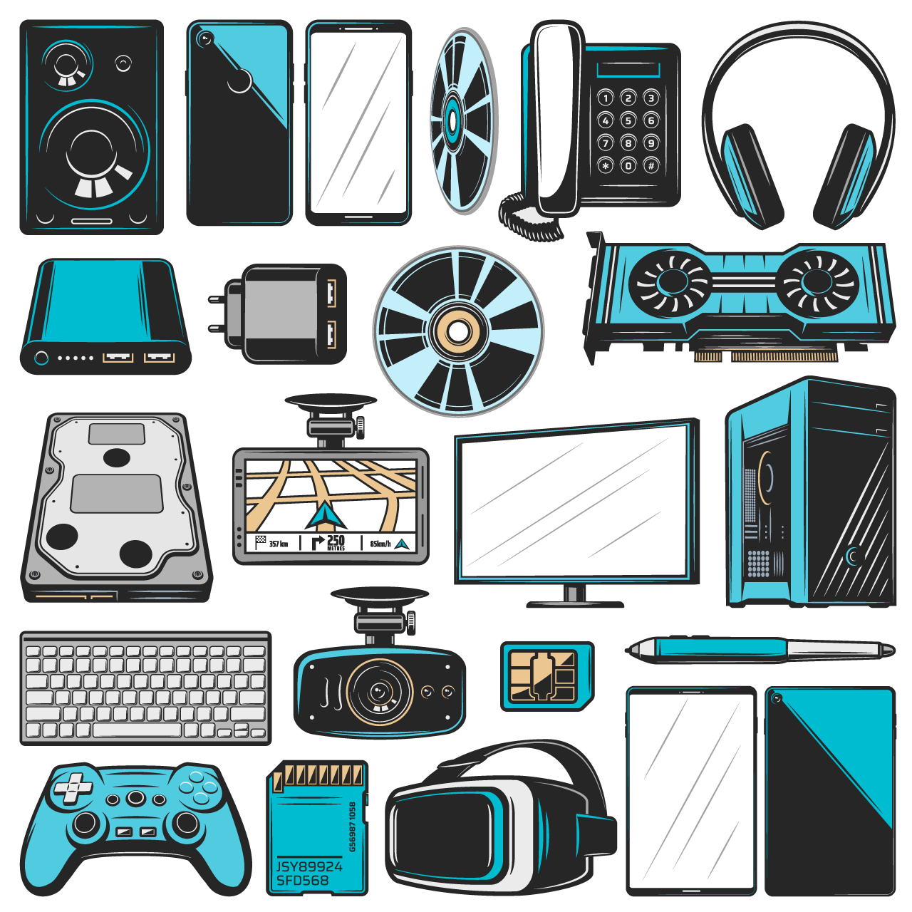 Electronics computers smart devices icons transparent background png