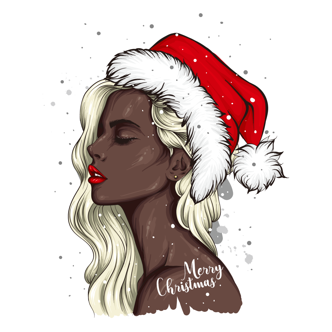 Beautiful girl santa claus hat christmas image transparent background