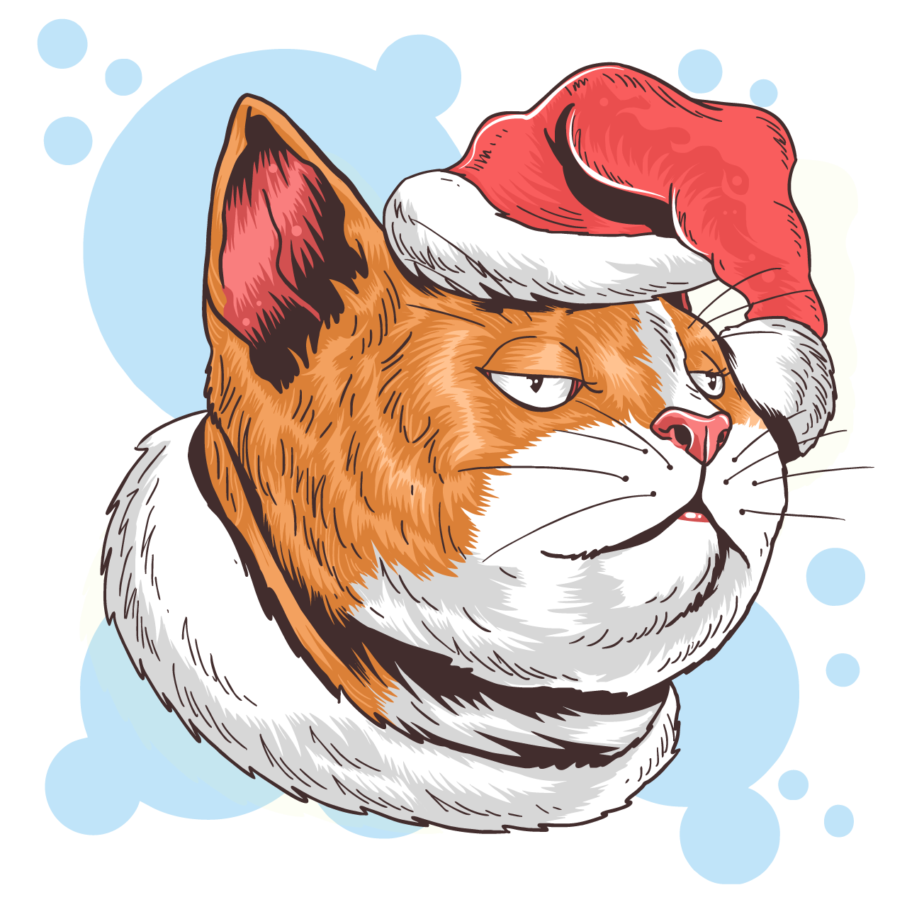 Cat christmas santa claus illustration cartoon clipart image