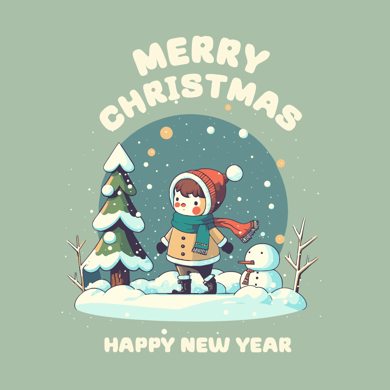 Merry christmas happy new year greetings card invitation banner flat