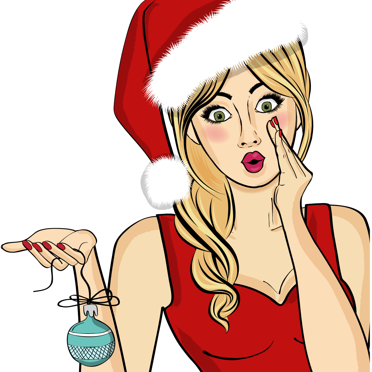 Pin up santa girl illustration cartoon clipart