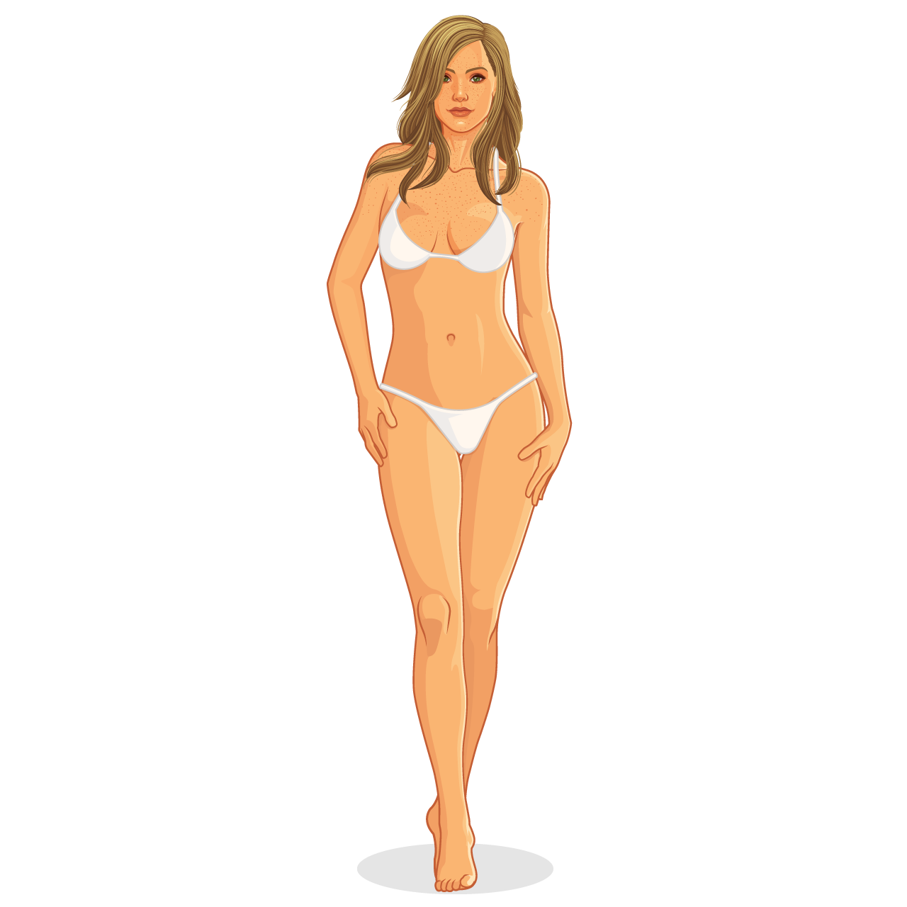 Beautiful bikini girl cartoon clipart transparent background