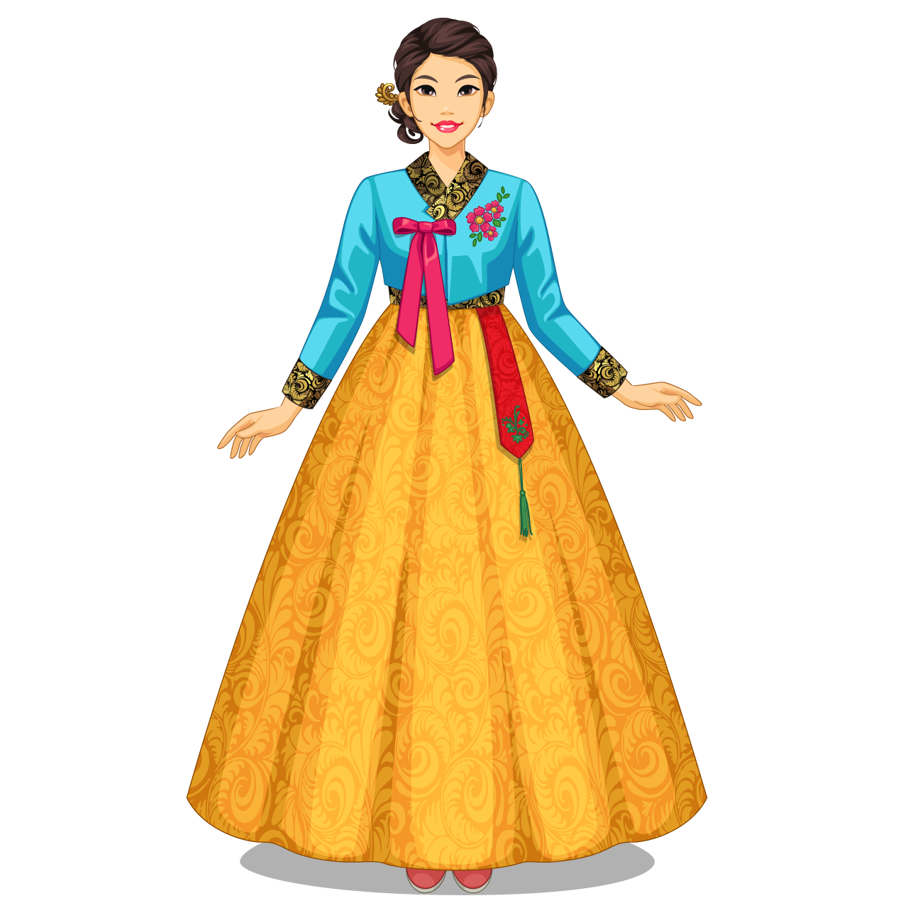 Female character south korean woman traditional outfit