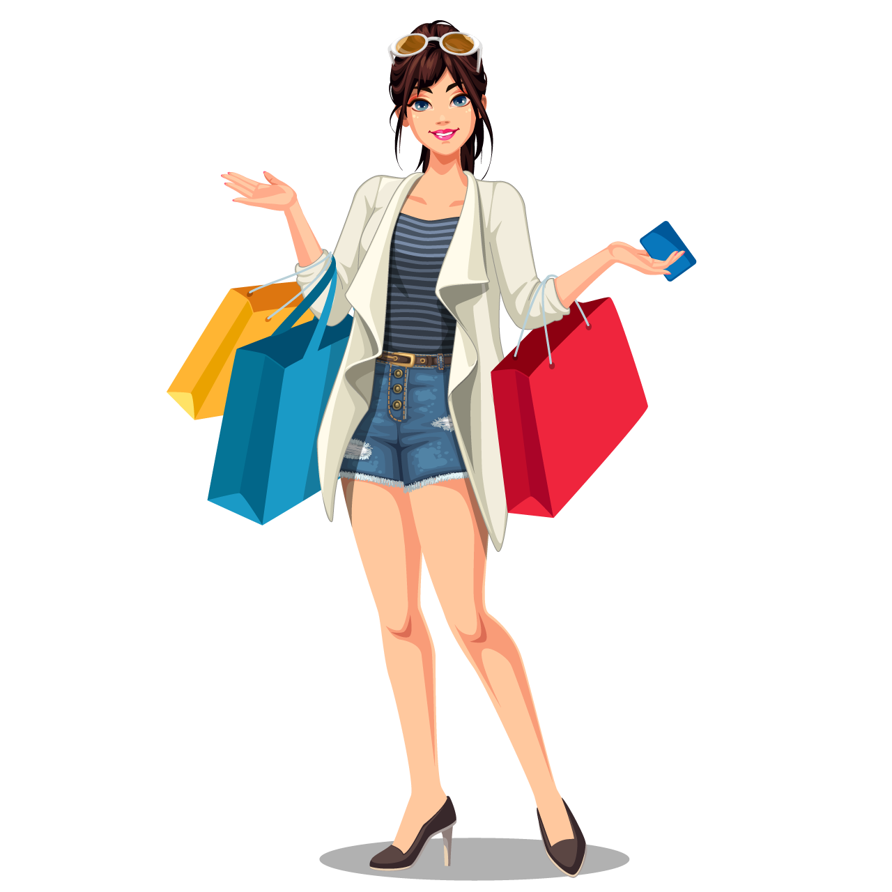 Young beautiful shopping female with shopping bags