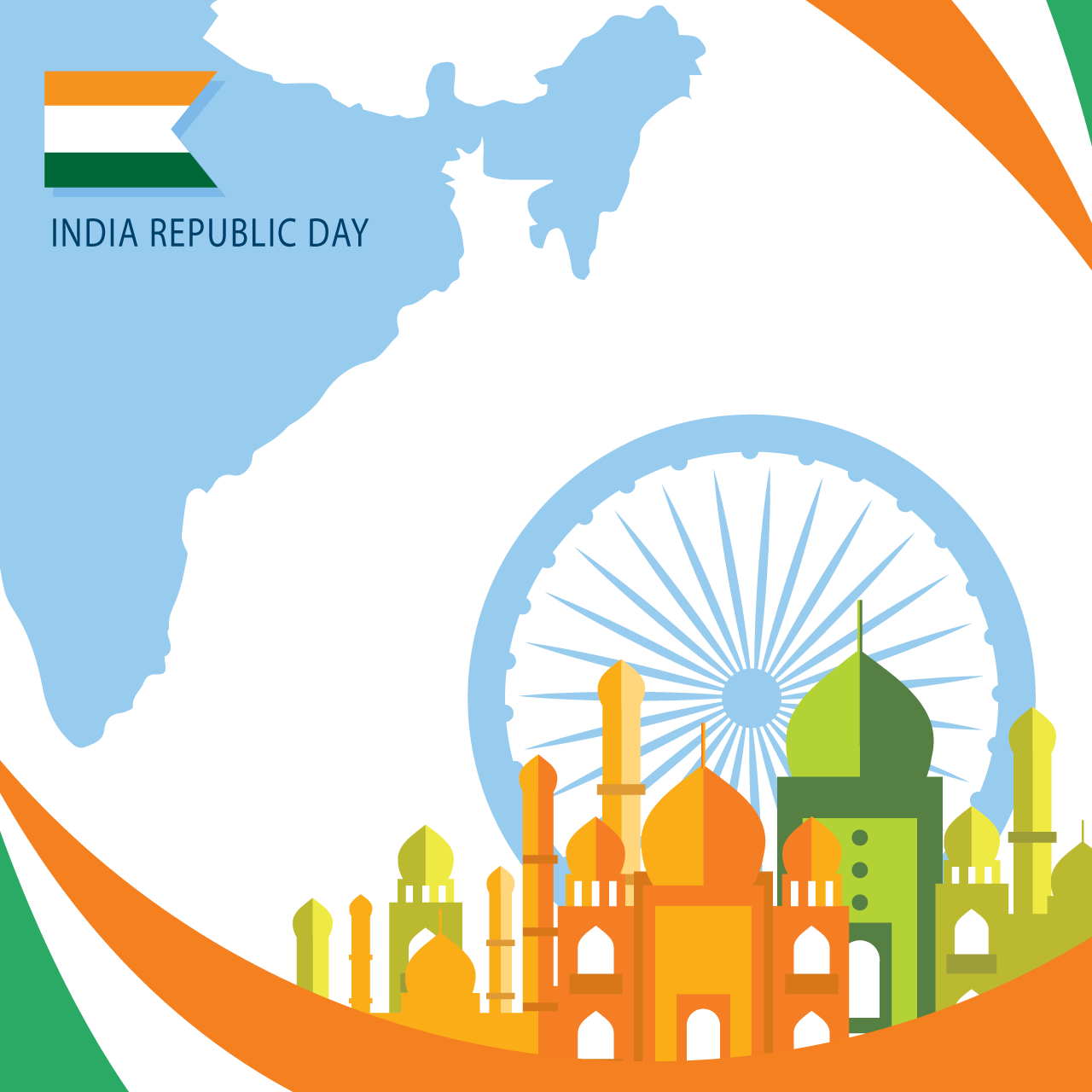 India flag hand drawing sketch indian republic day cartoon illustration image