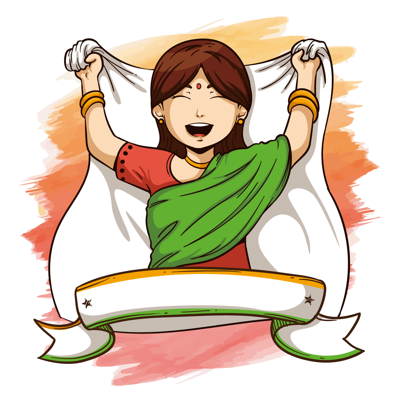 India independence day cartoon illustration image transparent background png