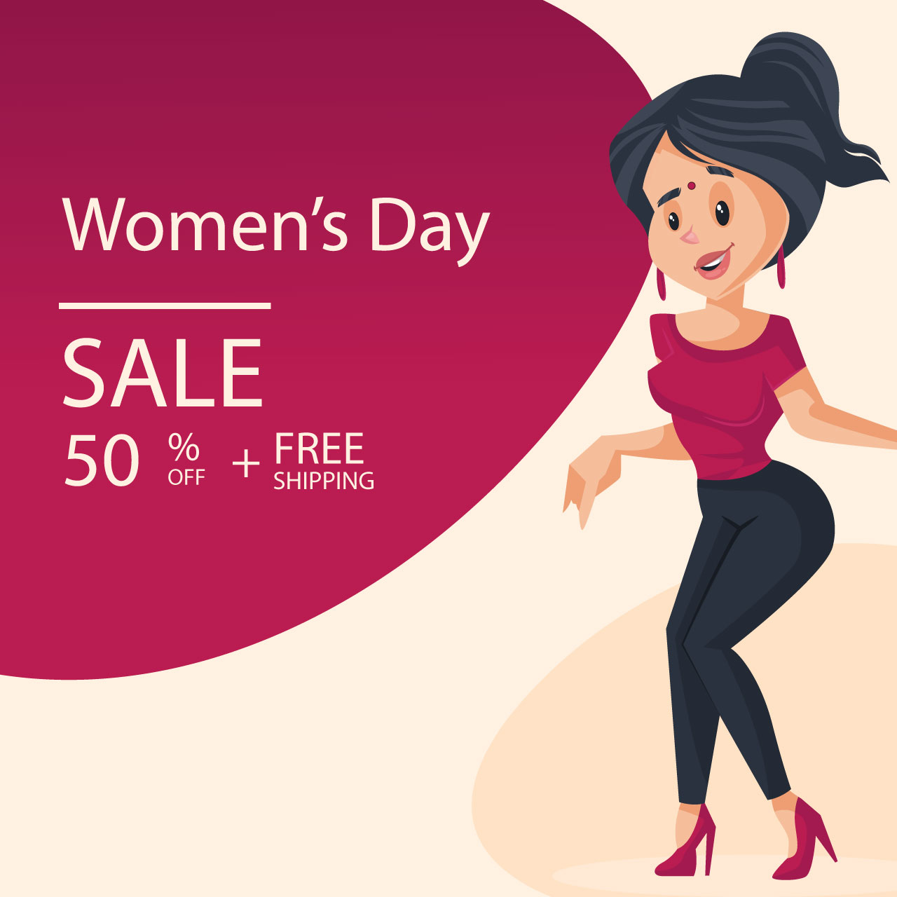 Indian flag clipart banner design happy womens day sale template