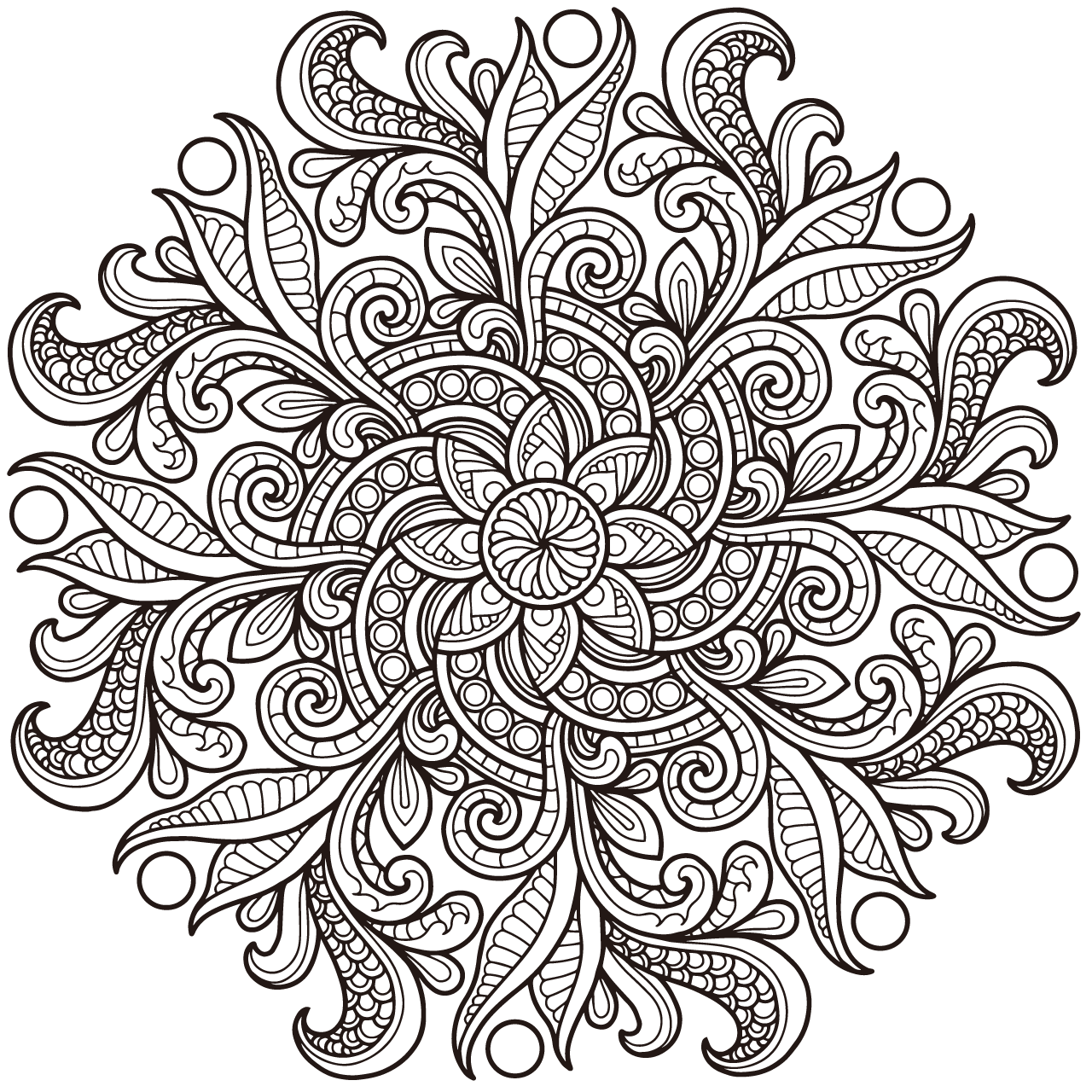 Mandala clipart design coloring page transparent background