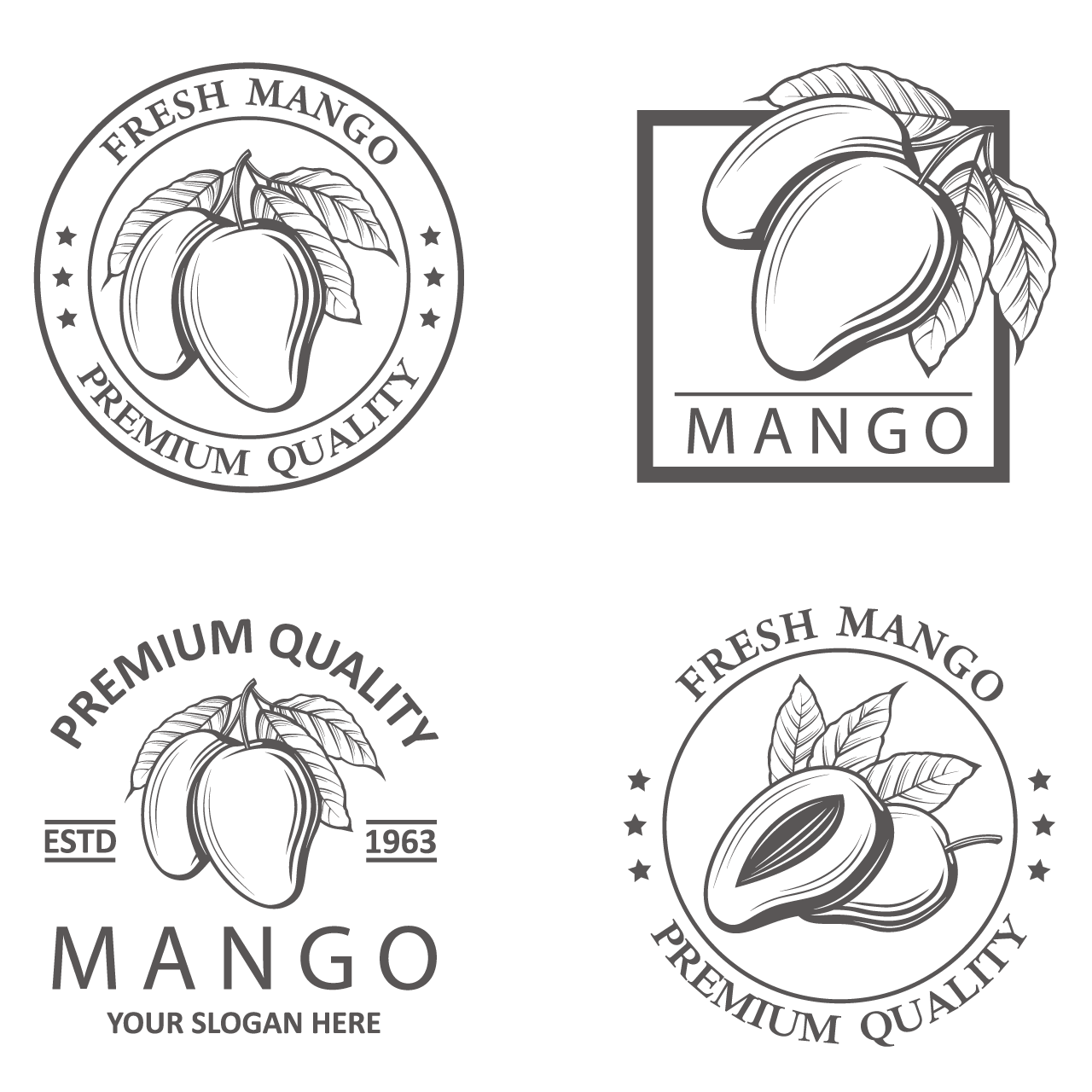 Mango clipart black and white fruit emblems logo designs