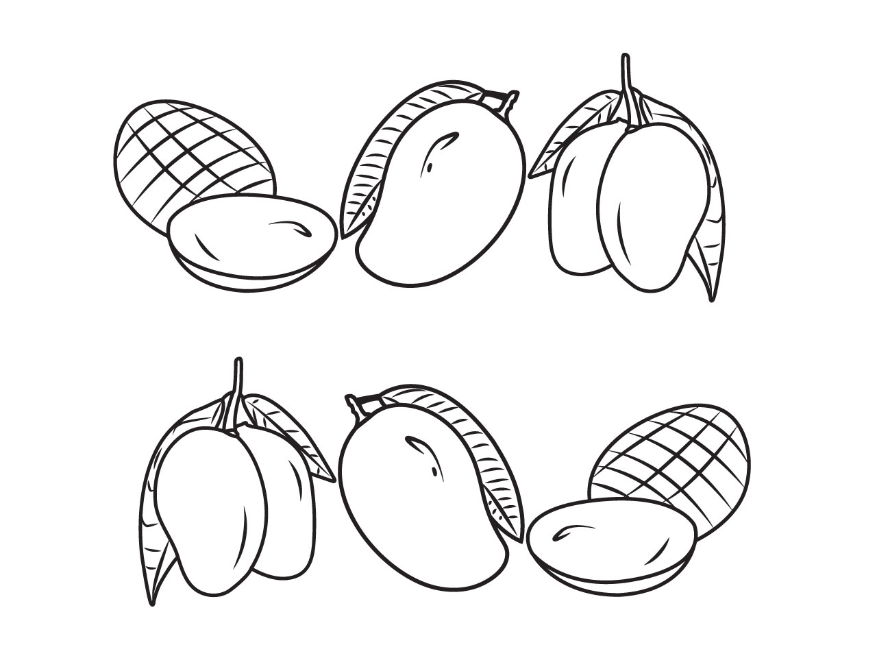 Mango clipart black and white isolated fruits doodle icon with white background