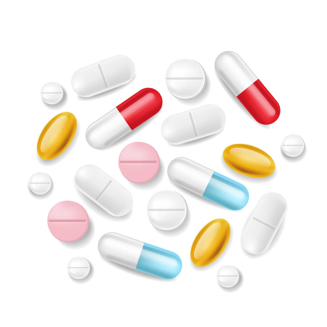 Medical clipart pills realistic medical pile different medicine 3d illustrations