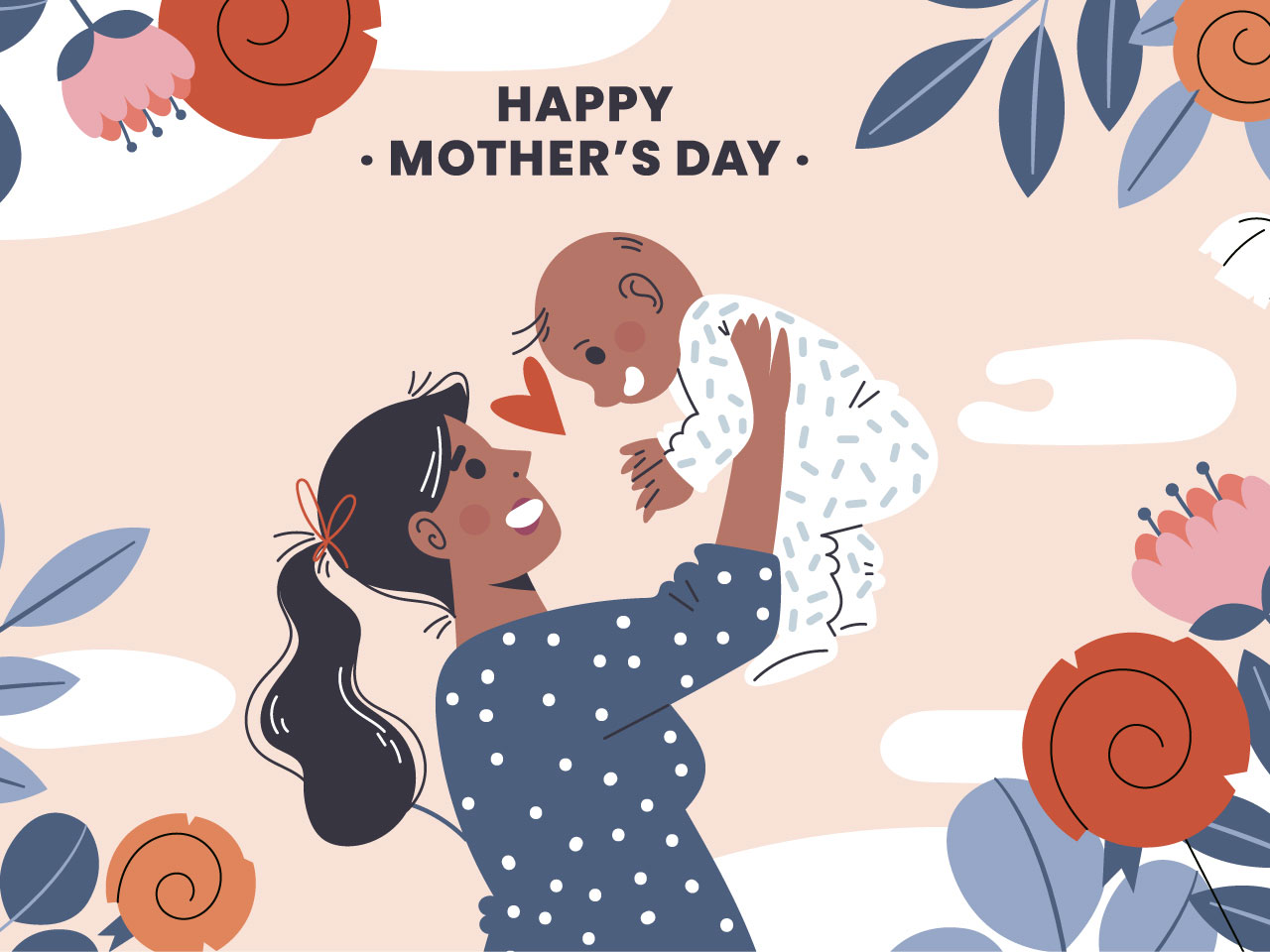 Flat clipart mothers day background cartoon