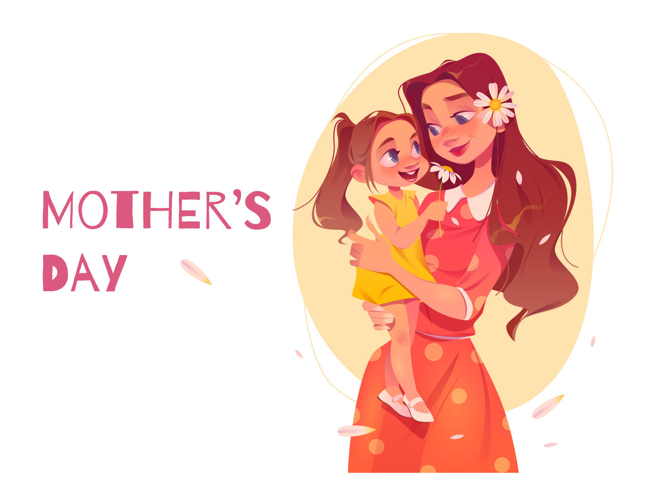 Flat mothers day cartoon clipart illustration