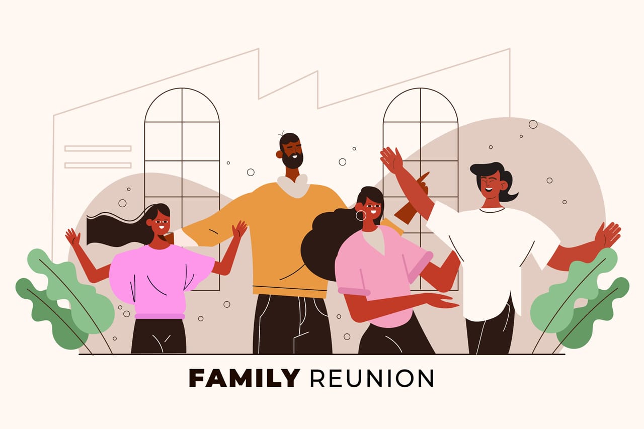 Hand drawn family reunion illustration cartoon image hand drawing sketch