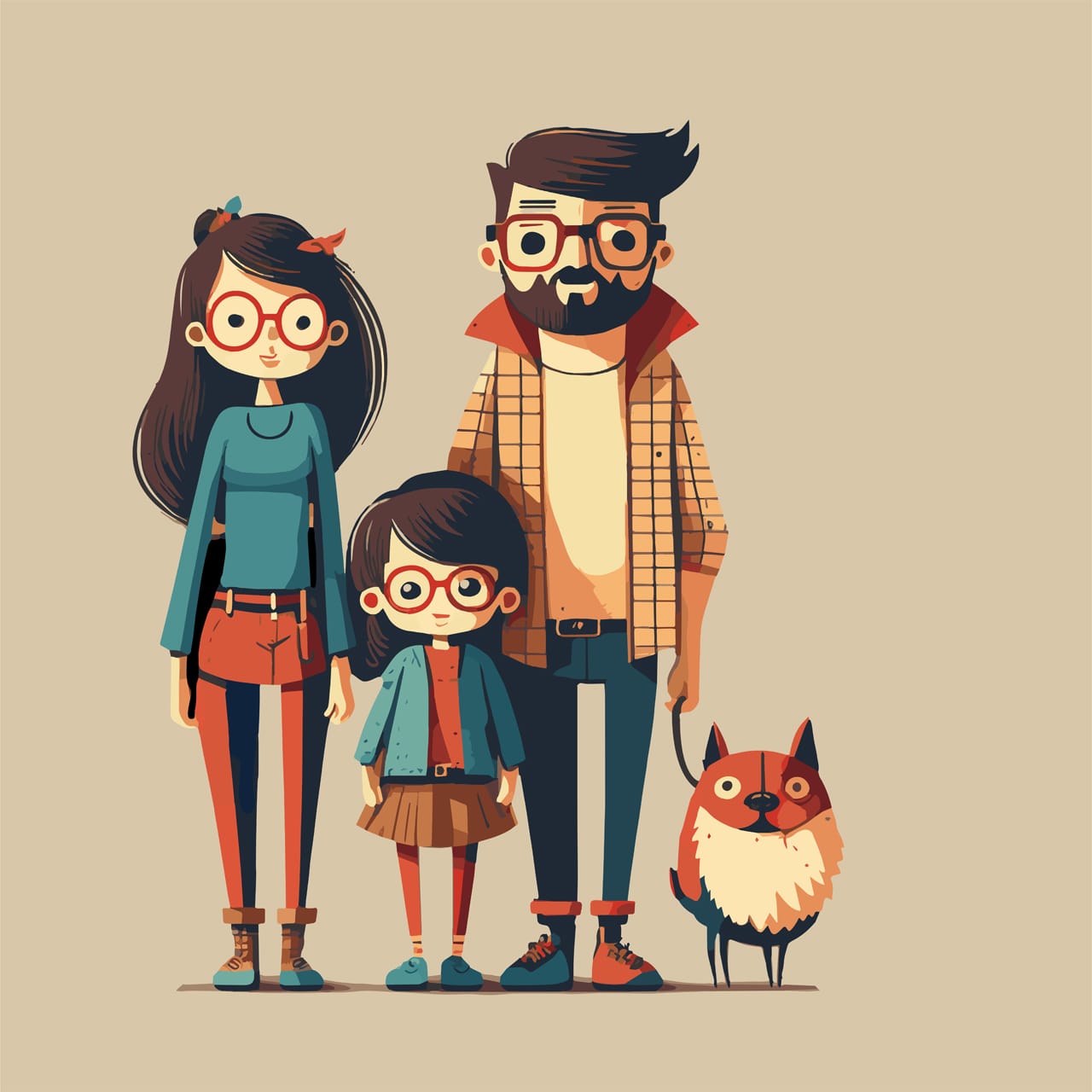 Happy family portrait with kids parents love