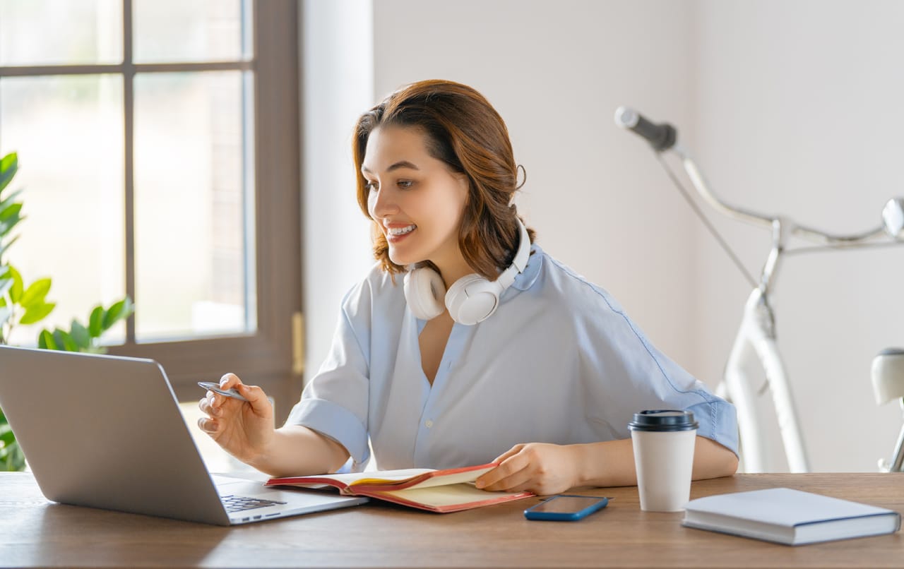 Related image woman working office online class