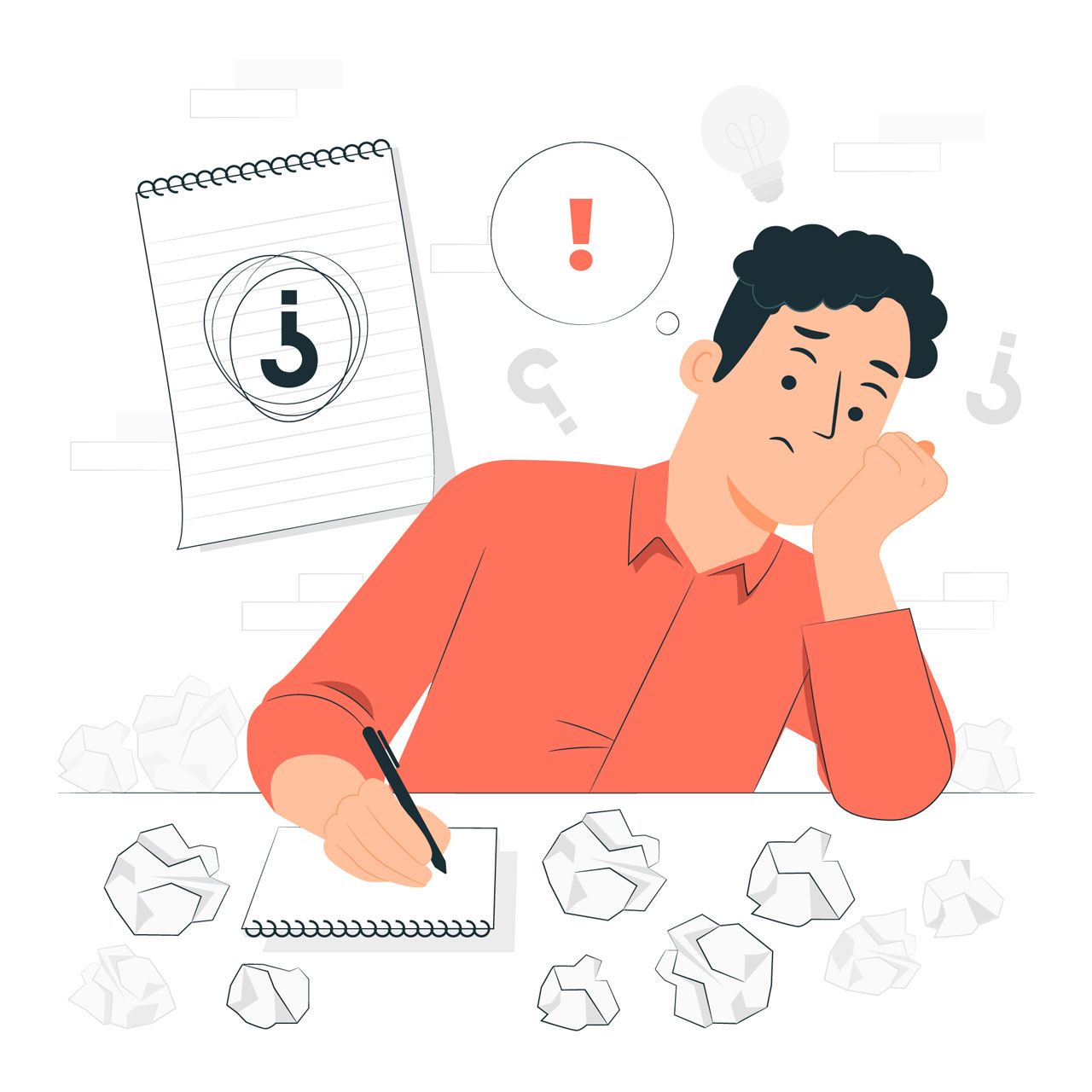 Question clipart writers block concept cartoon image