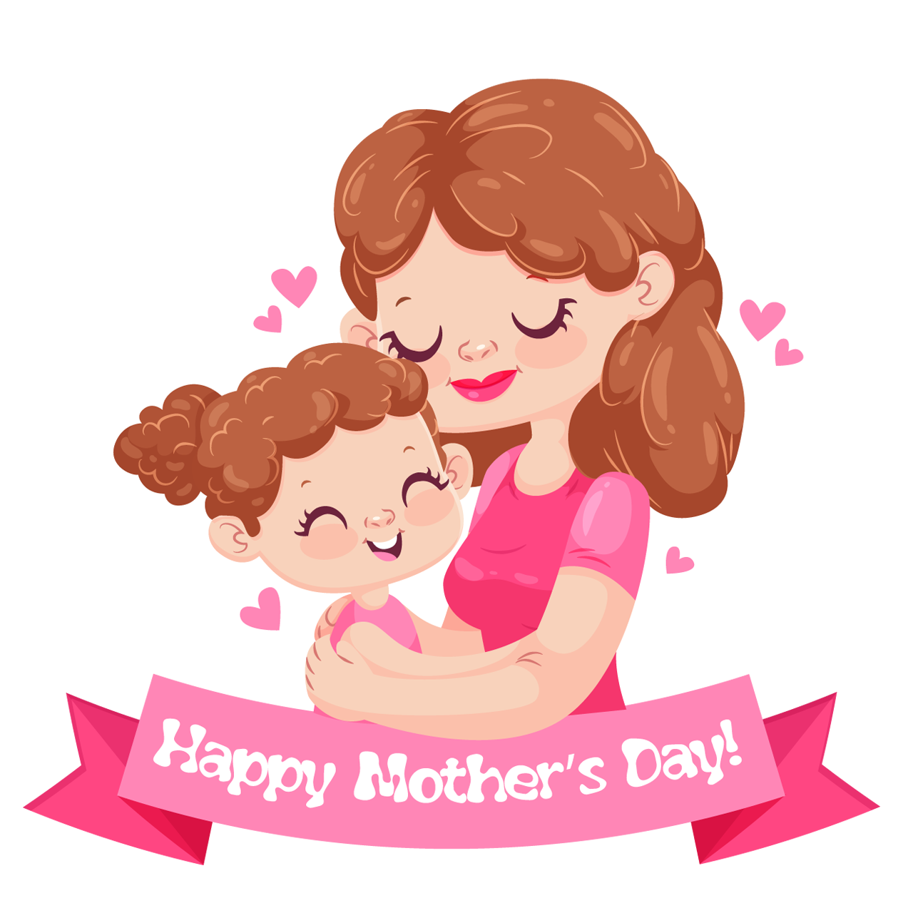 Happy mothers day love you cartoon illustration image