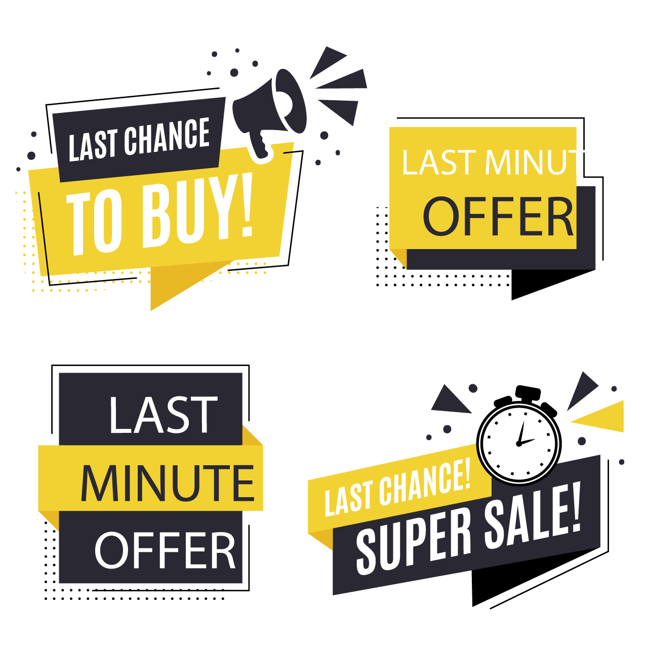 Flat design last chance badges clipart transparent background image