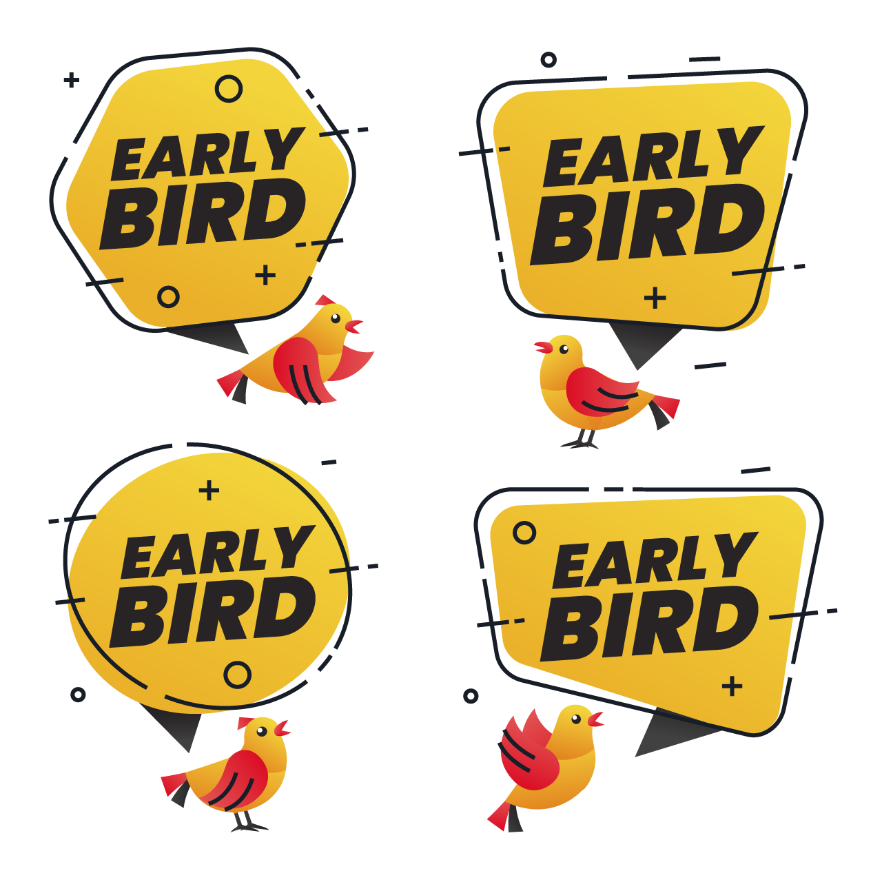 Gradient early bird label collection clipart image