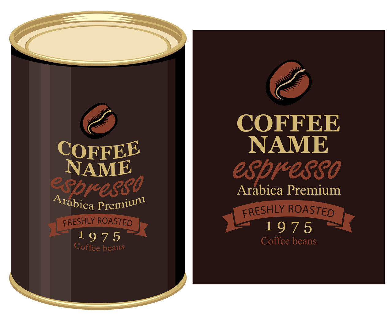 Banner with can coffe beans label cartoon image