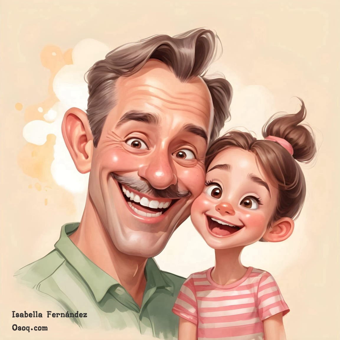 cartoon father and daughter