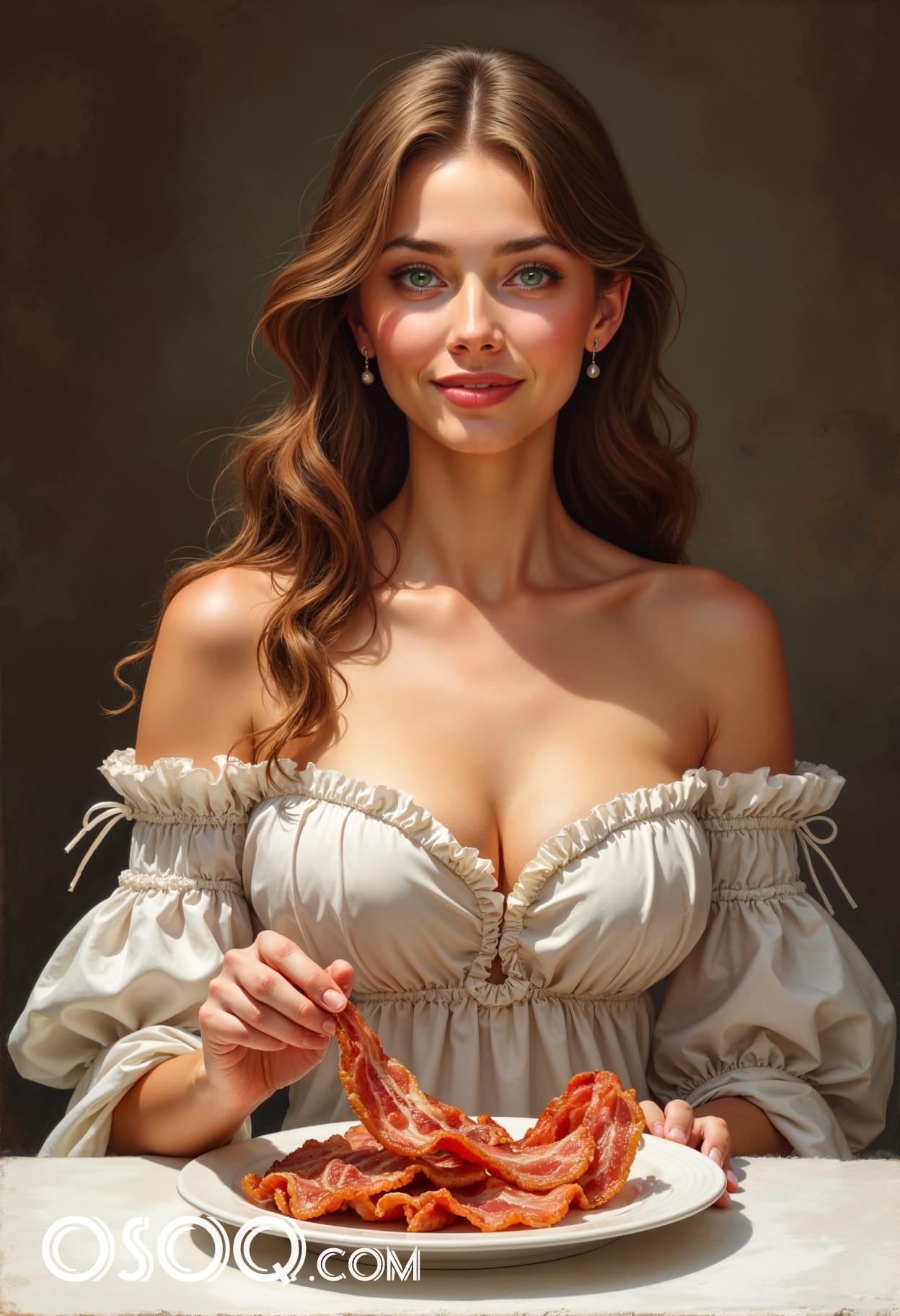 Bacon appetizer cartoon caricature cute drawing 15