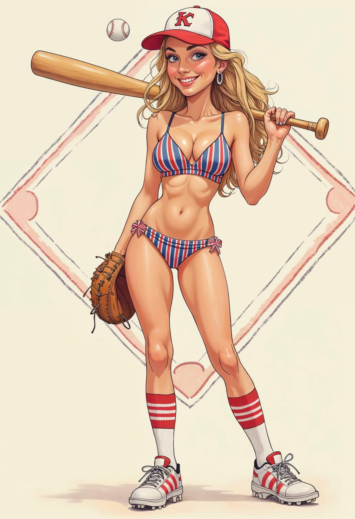 Baseball game outfit cartoon cute drawing free arts 02