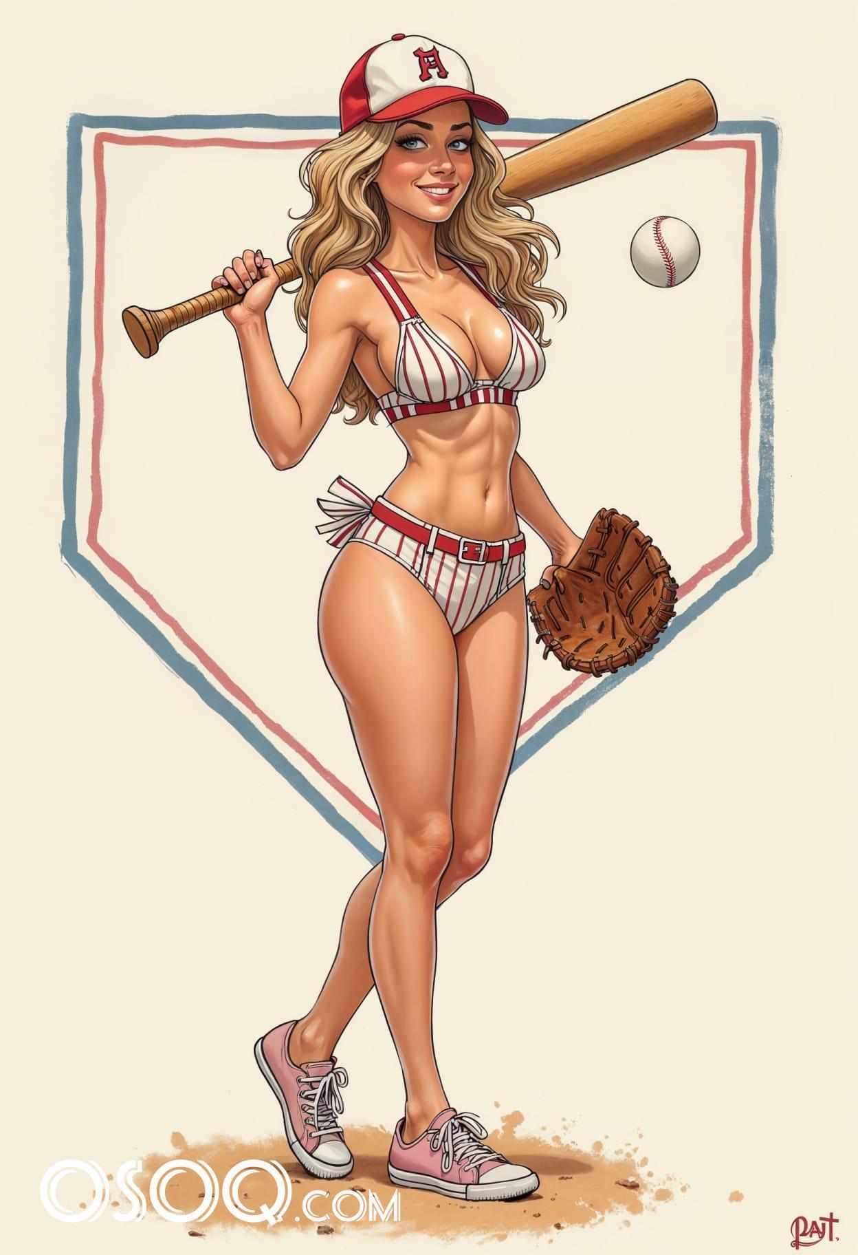 Baseball mom cartoon cute drawing free arts 03