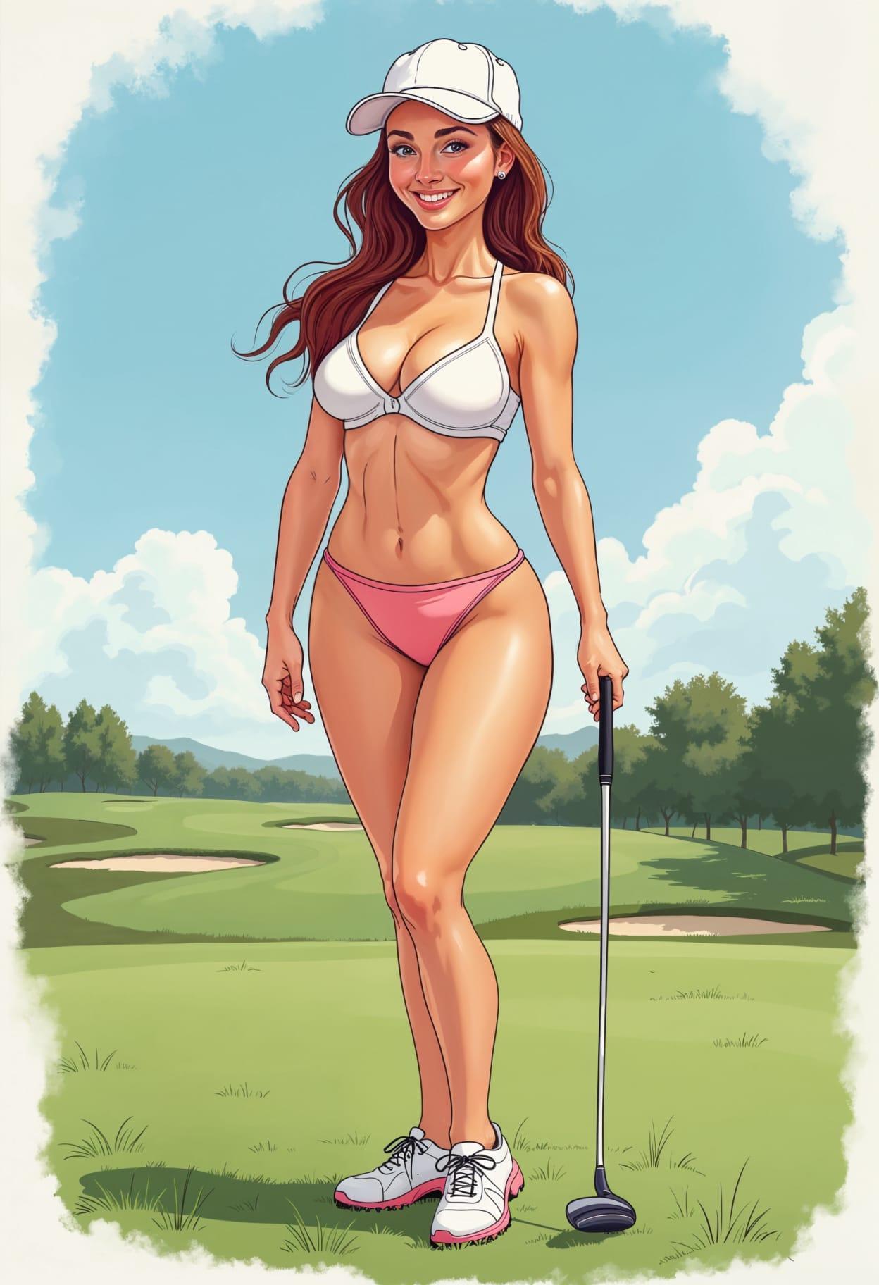 Golf aesthetic cartoon cute drawing free arts 06