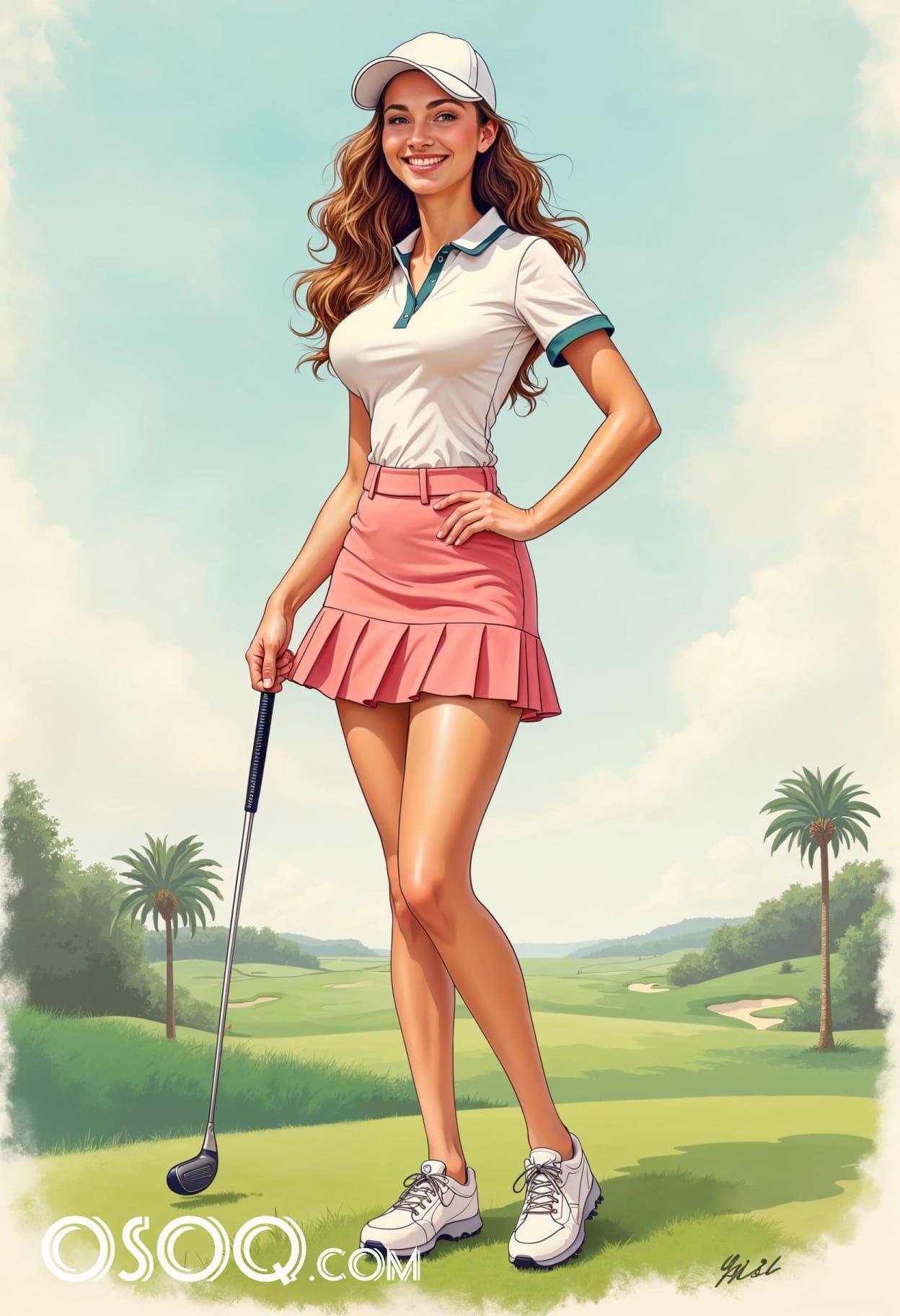 Golf aesthetic cartoon cute drawing free arts 07