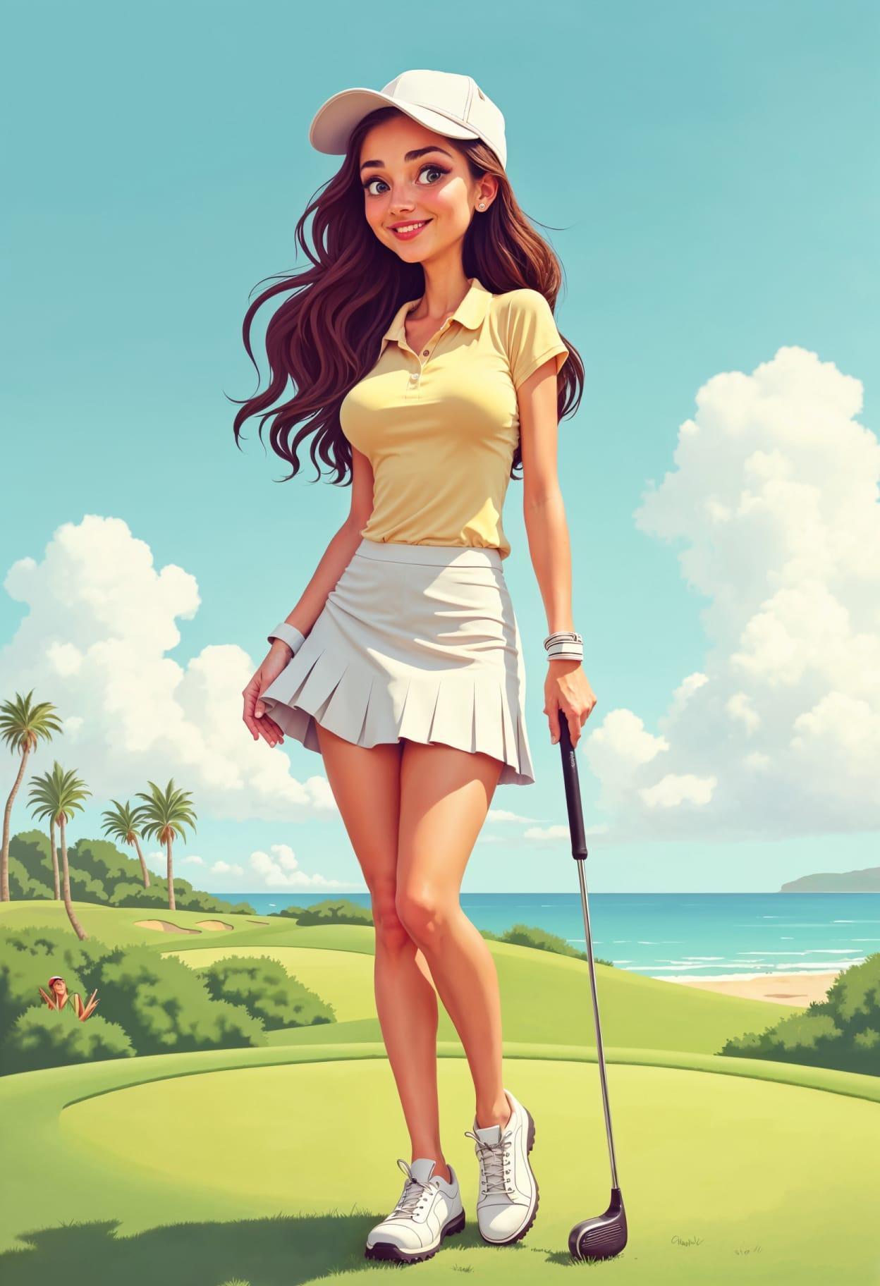 Golf girl aesthetic cartoon cute drawing free arts 08