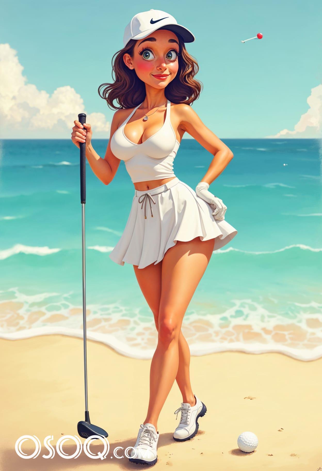 Golf girl aesthetic cartoon cute drawing free arts 09