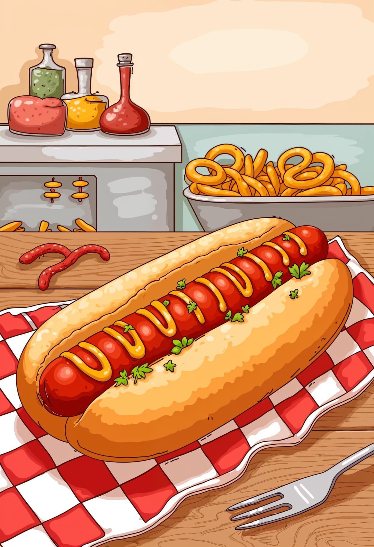 Hot dog dinner idea cartoon cute drawing free arts 20
