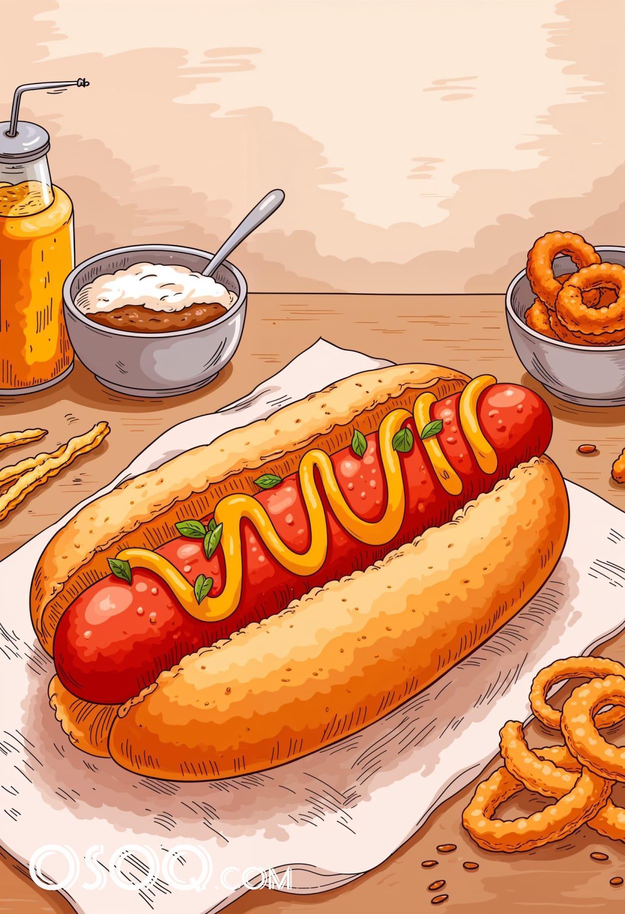 Hot dog toppings cartoon cute drawing free arts 19