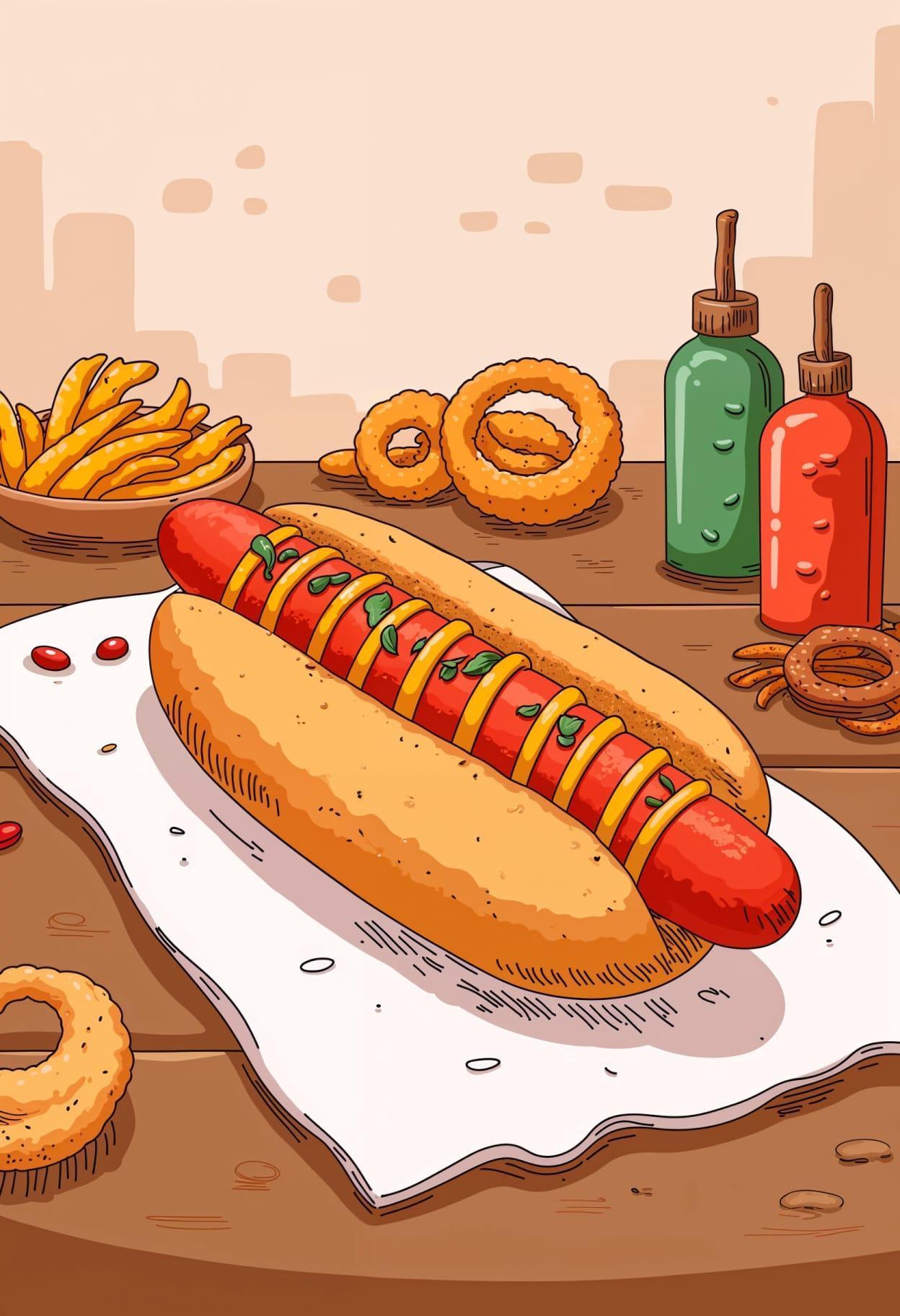 Hot dog toppings cartoon cute drawing free arts 20