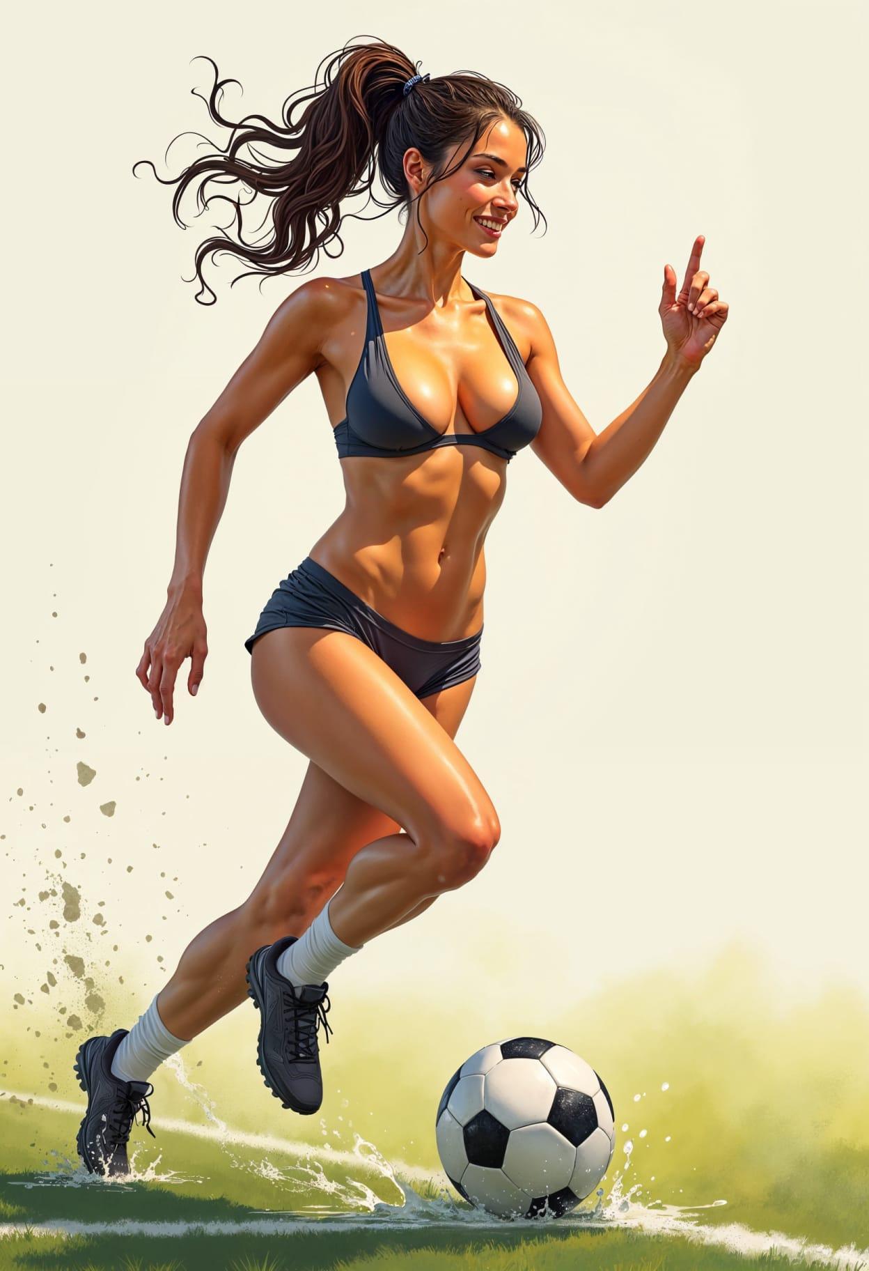 Soccer girl cartoon caricature cute drawing free arts 04