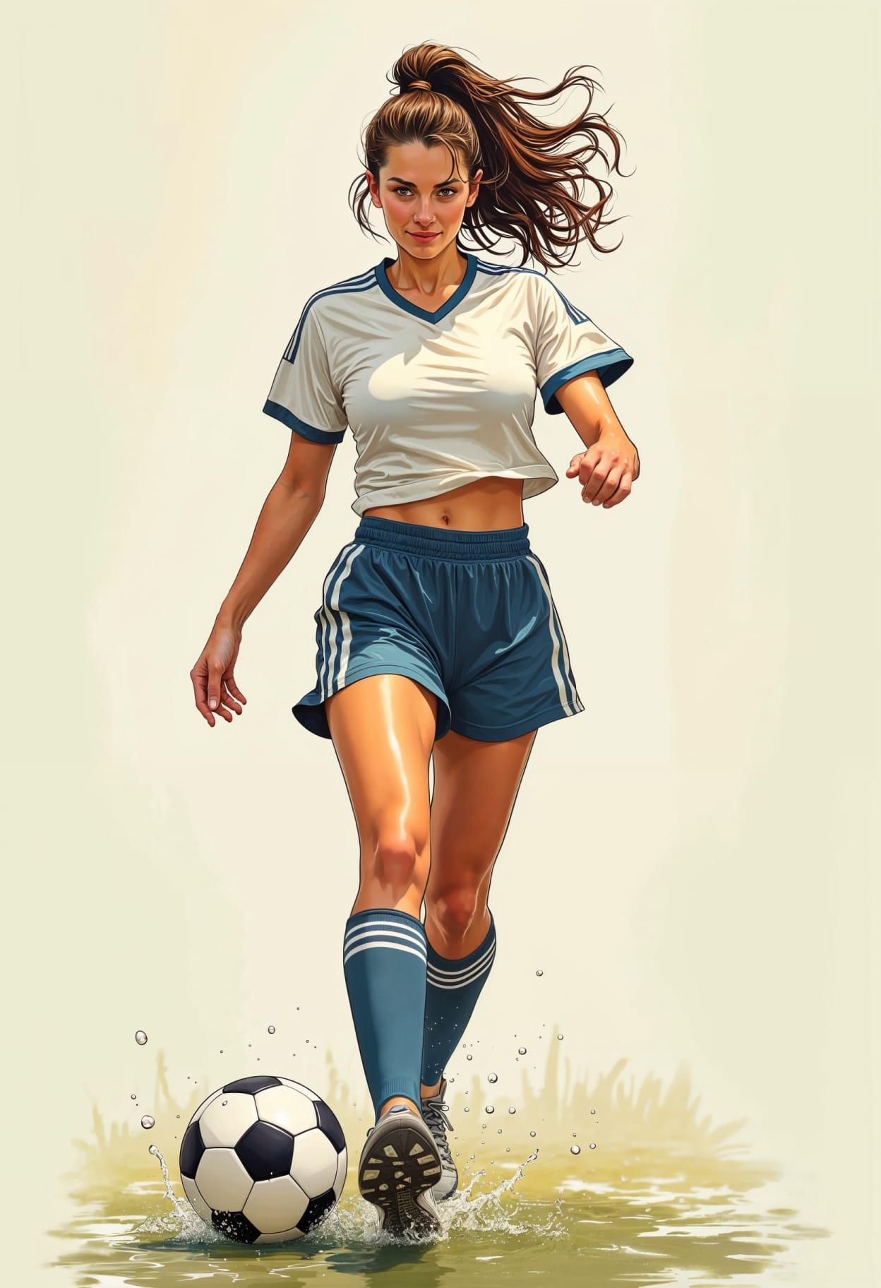 Soccer girl cartoon caricature cute drawing free arts 06