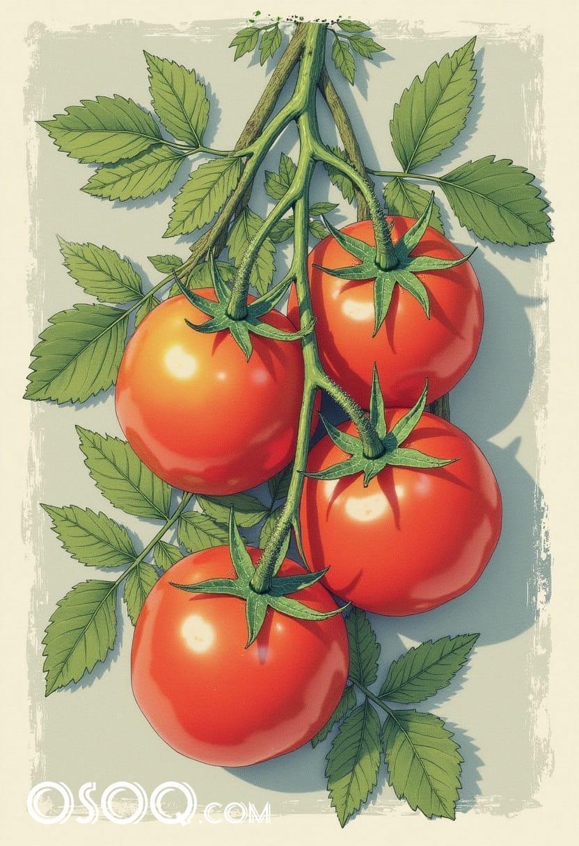 Images of tomatoes on the vine 01