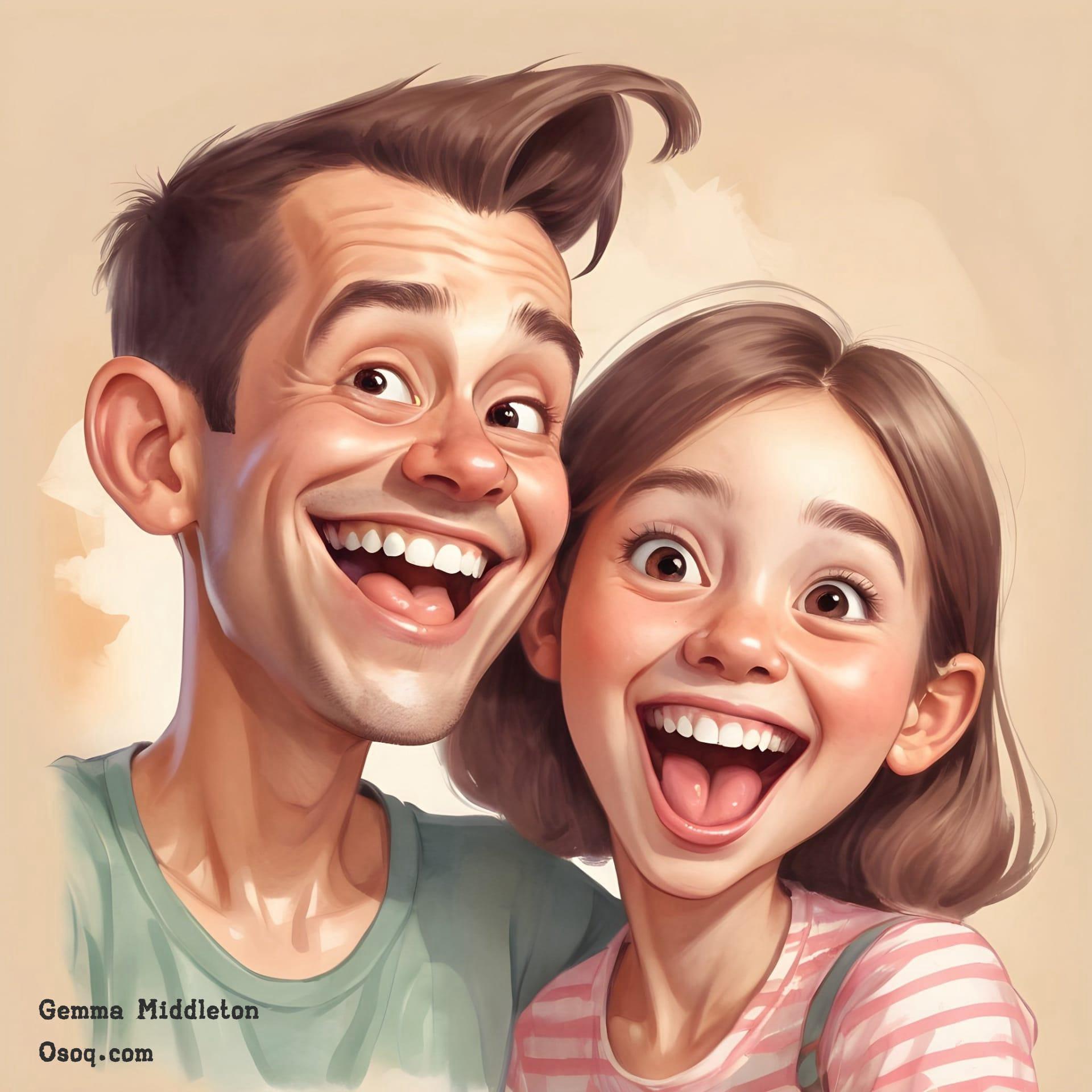 Cartoon father and daughter 01