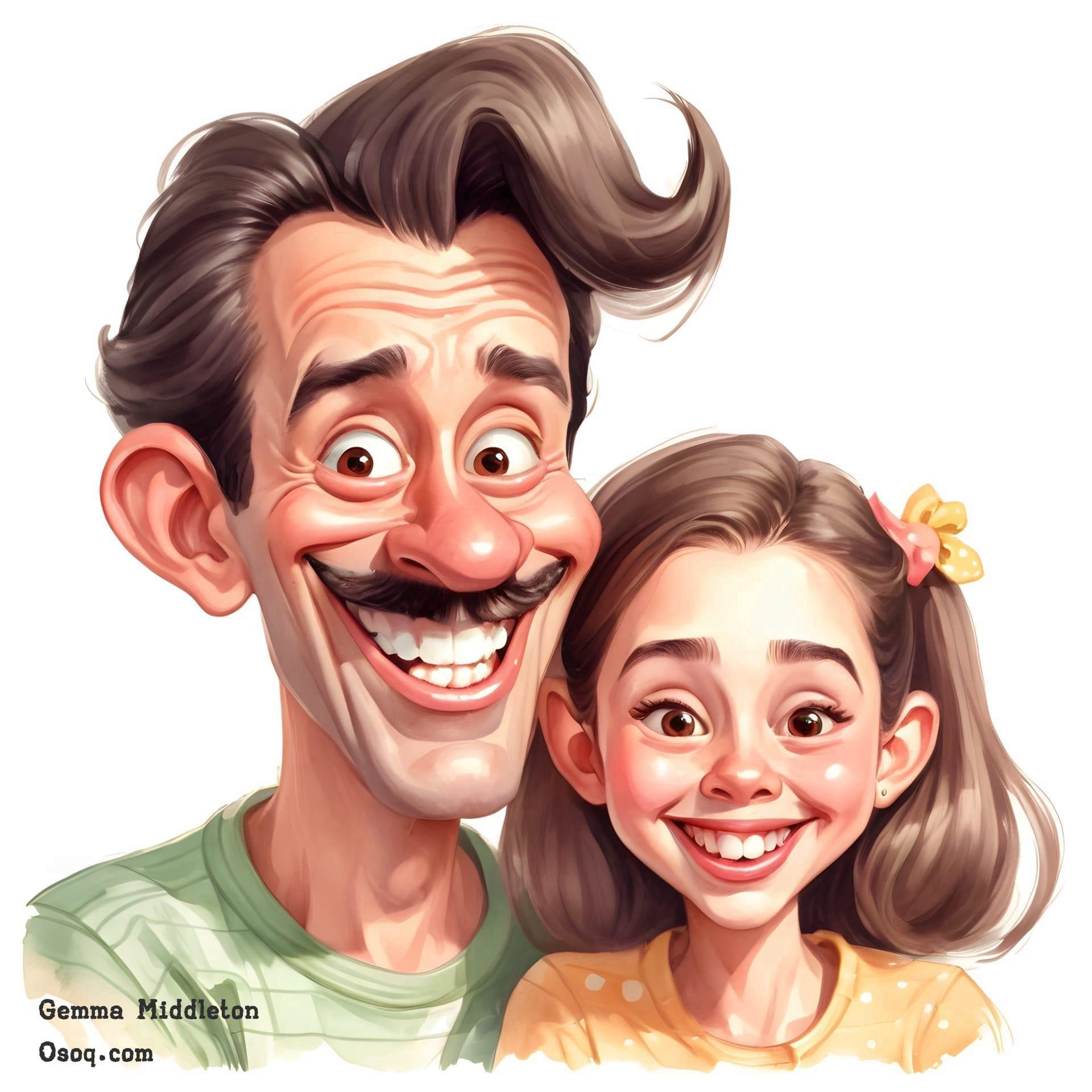 Cartoon father and daughter 02