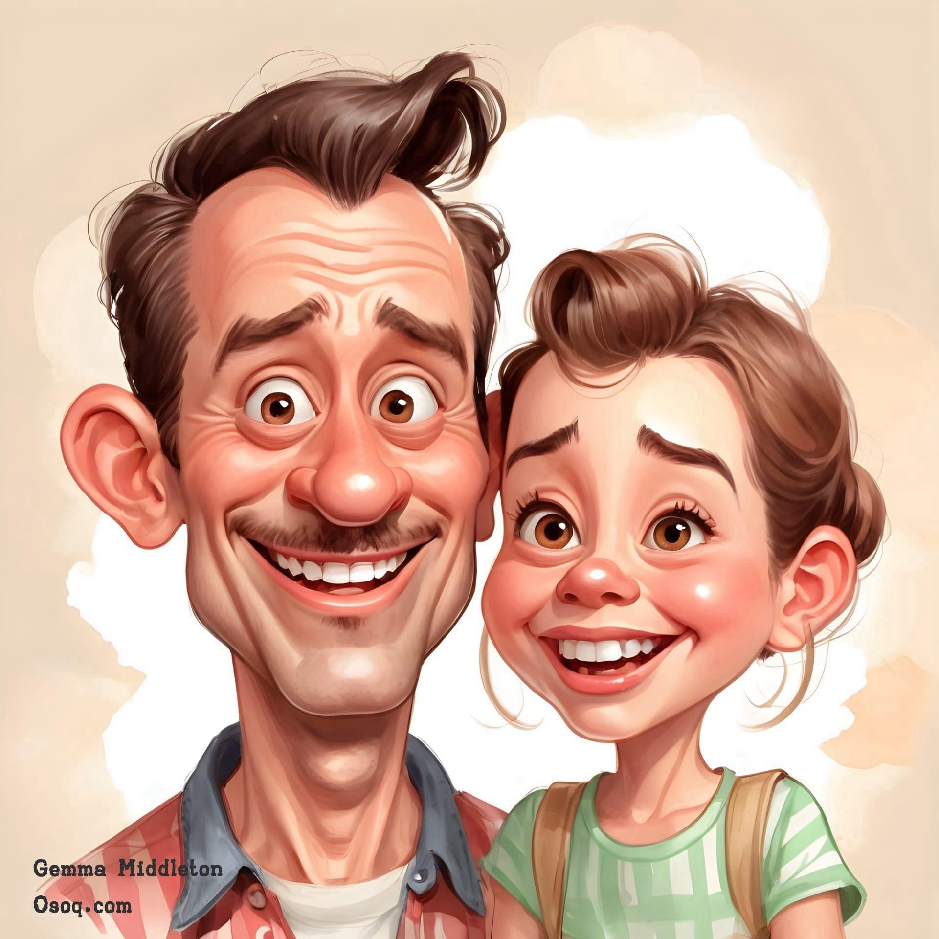 Cartoon father and daughter 03