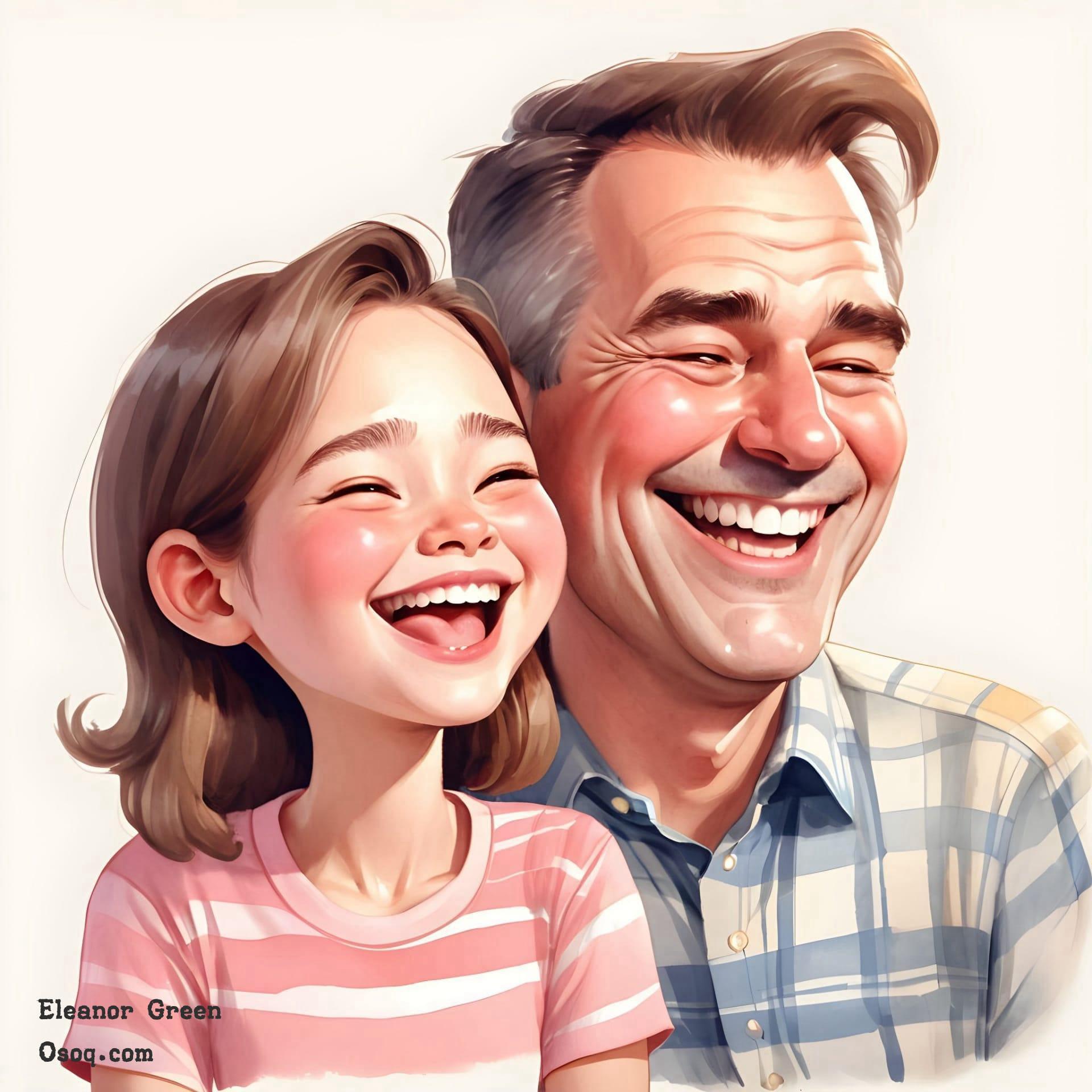 Cartoon father and daughter 04