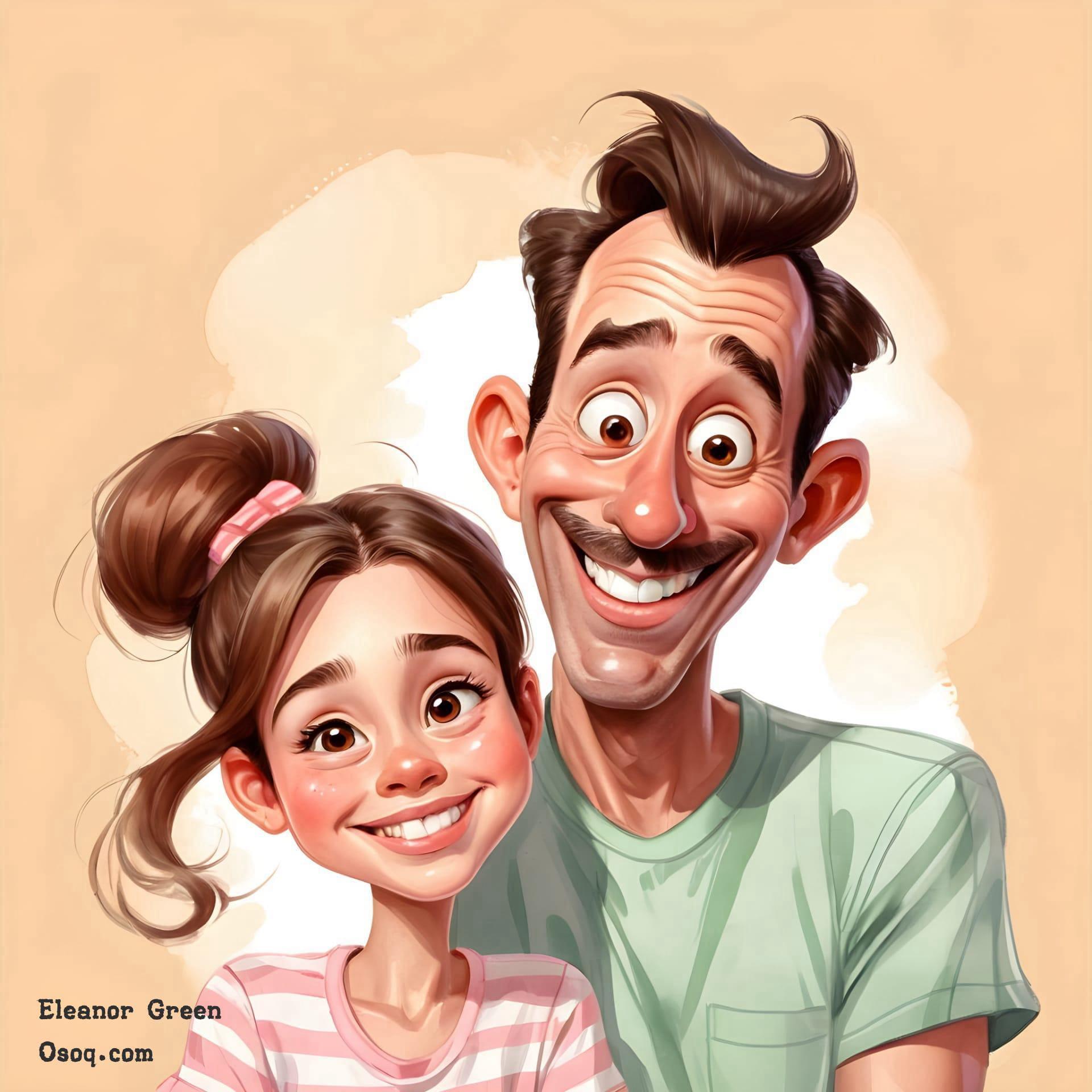 Cartoon father and daughter 05