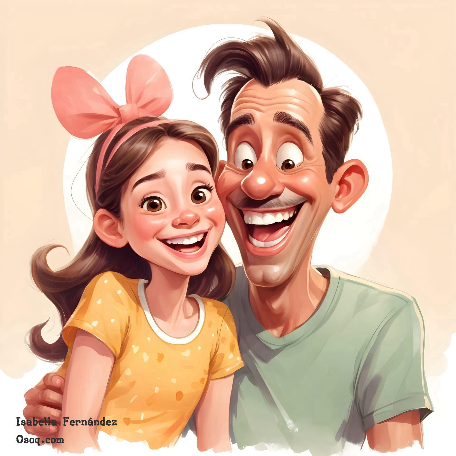 Cartoon father and daughter 07